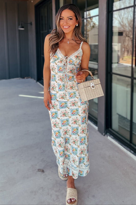 Maren Satin Floral Maxi Dress