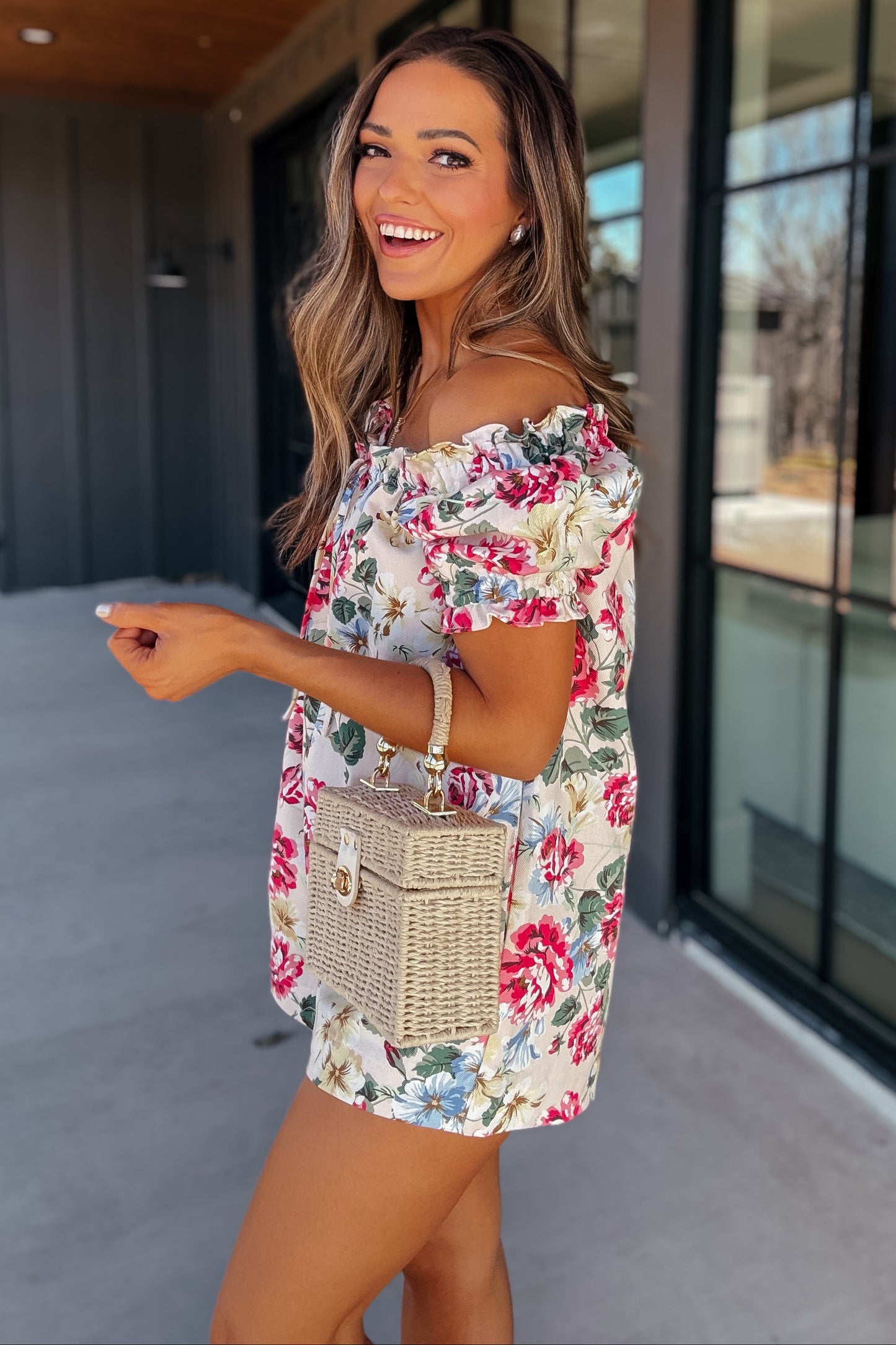 Collins Floral Denim Romper