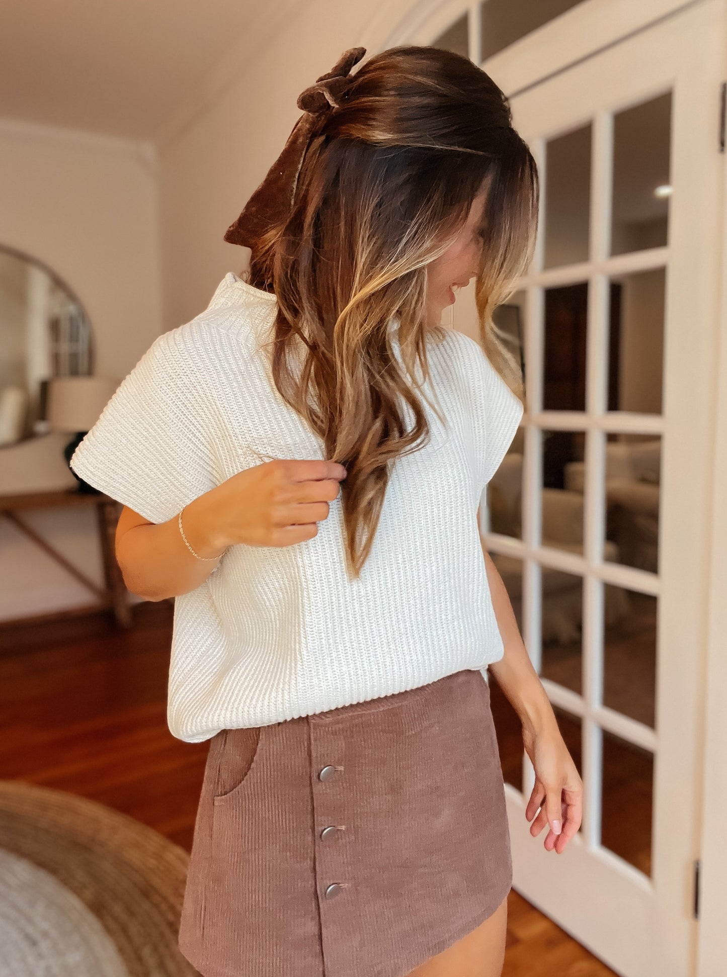 Raleigh Cream Mocked Neck Sweater Vest