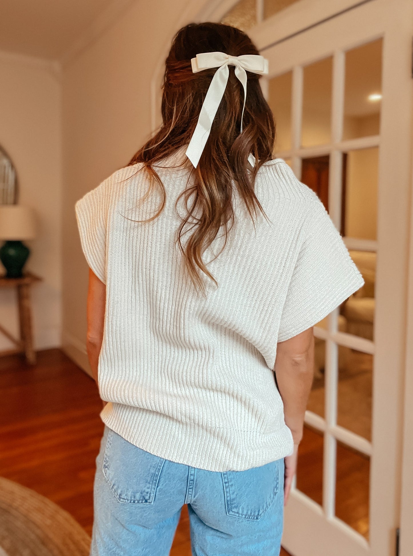 Raleigh Cream Mocked Neck Sweater Vest