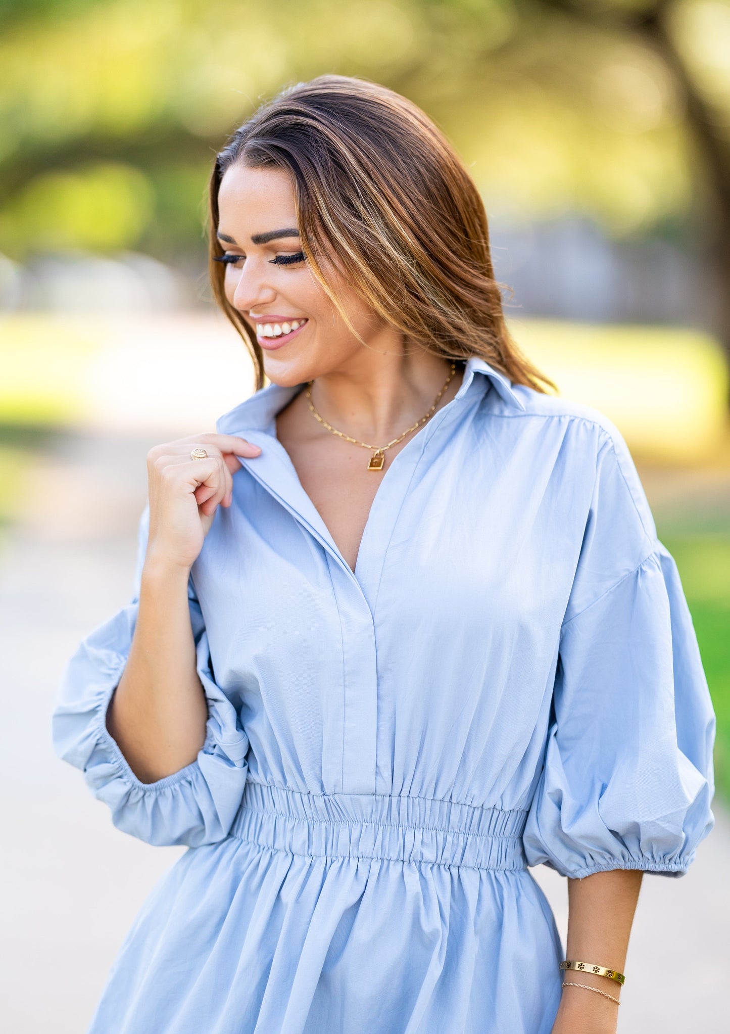Williams Muted Blue Poplin Dress