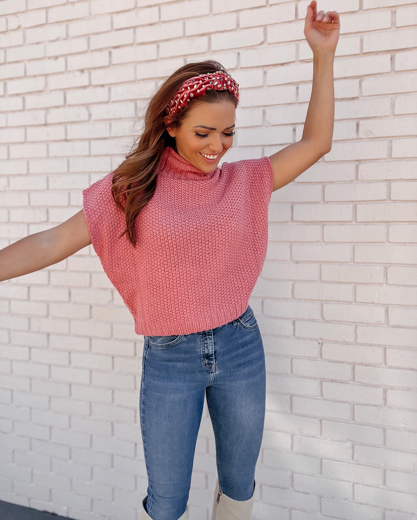 Blushing in Mauve Pink Sweater Vest