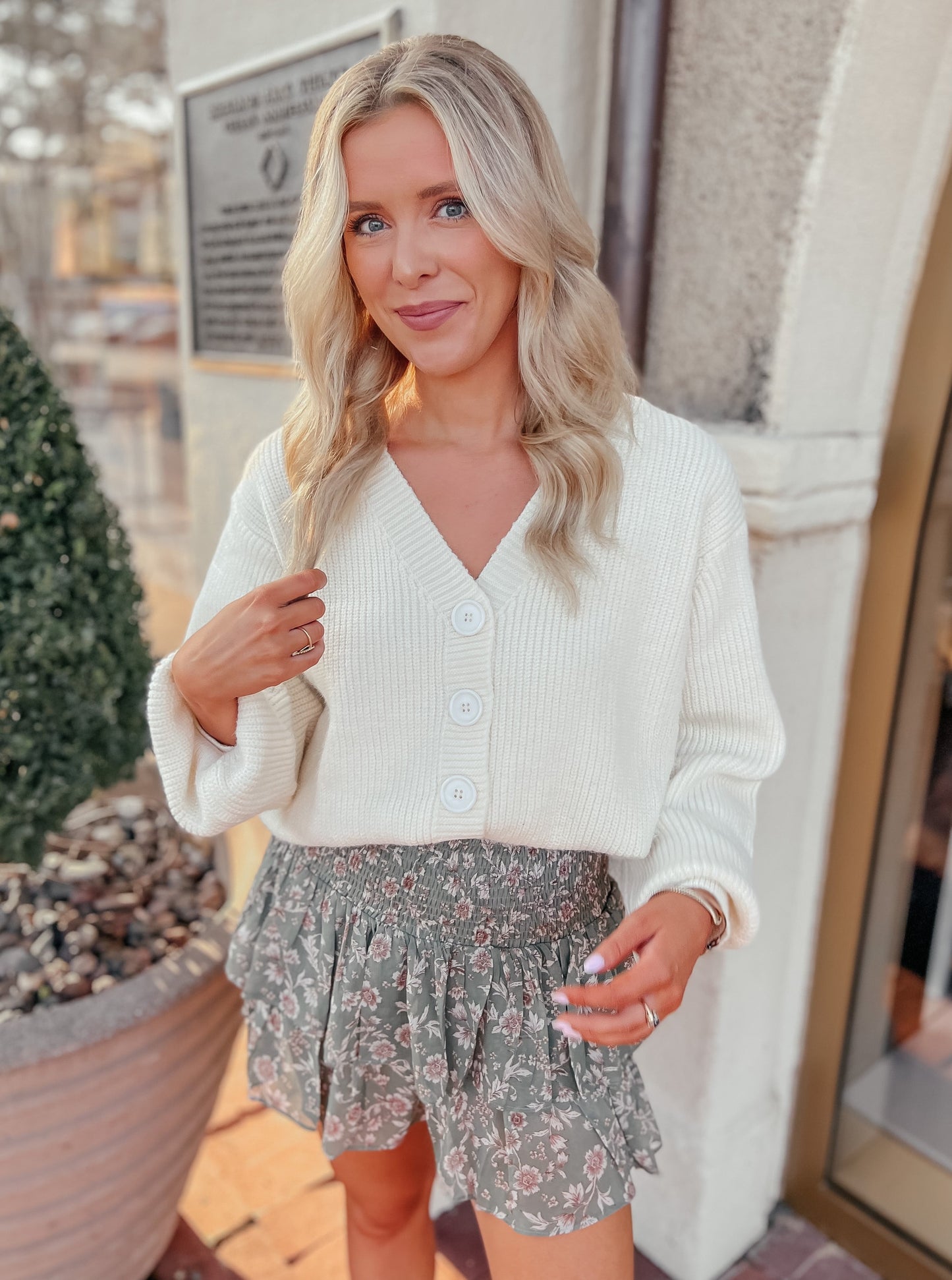 Sage Tiered Floral Skirt