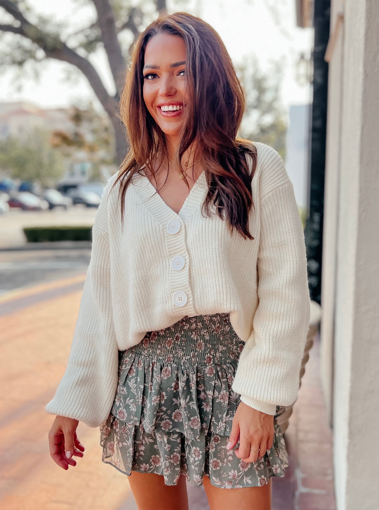 Savor Cream Button Cardigan Sweater