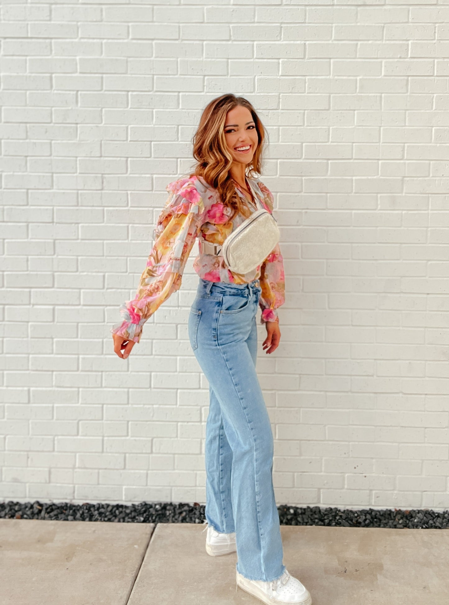 Floral with a Pop of Ruffle Blouse