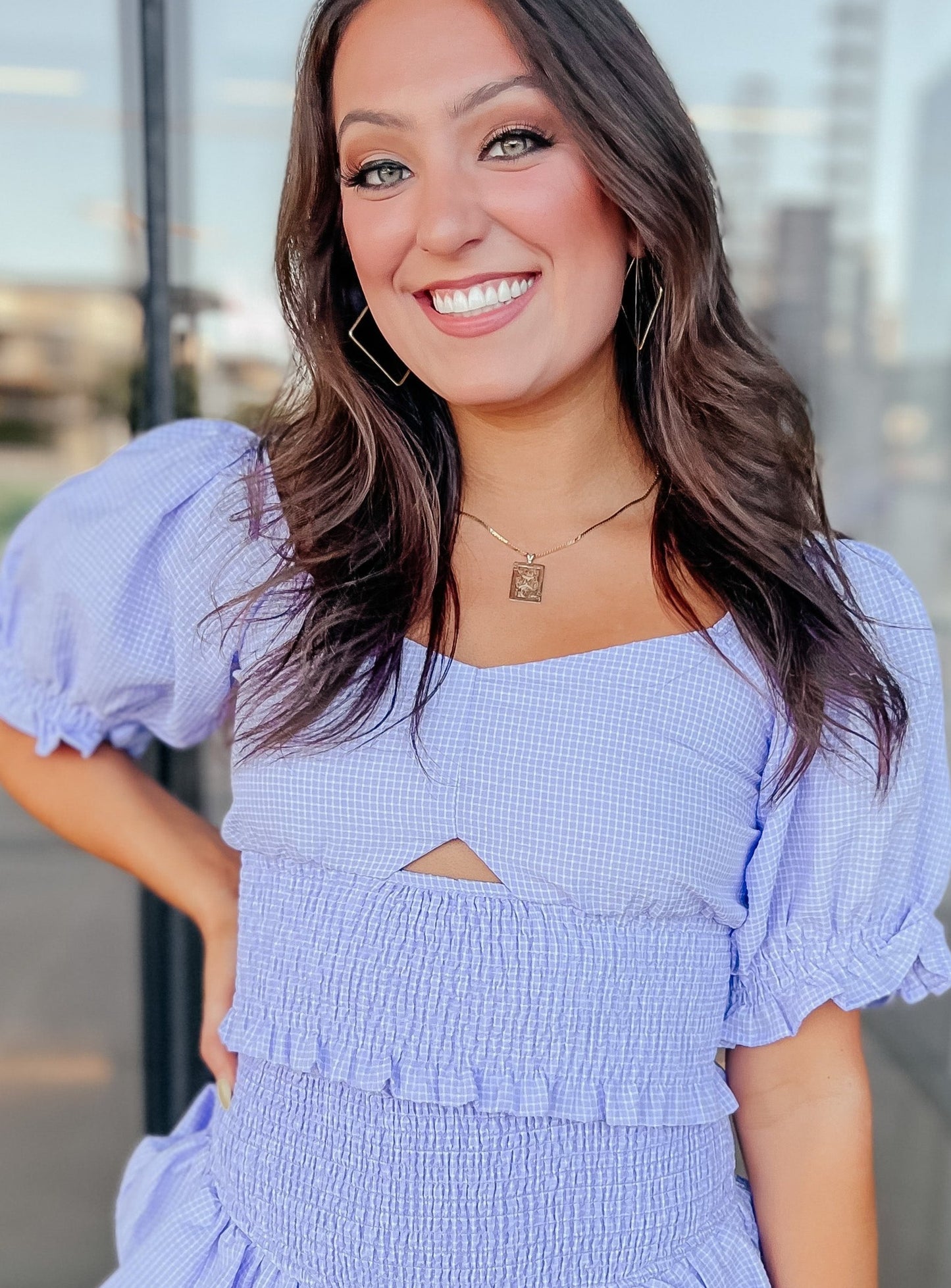 Bri Purple Smocked Crop Top