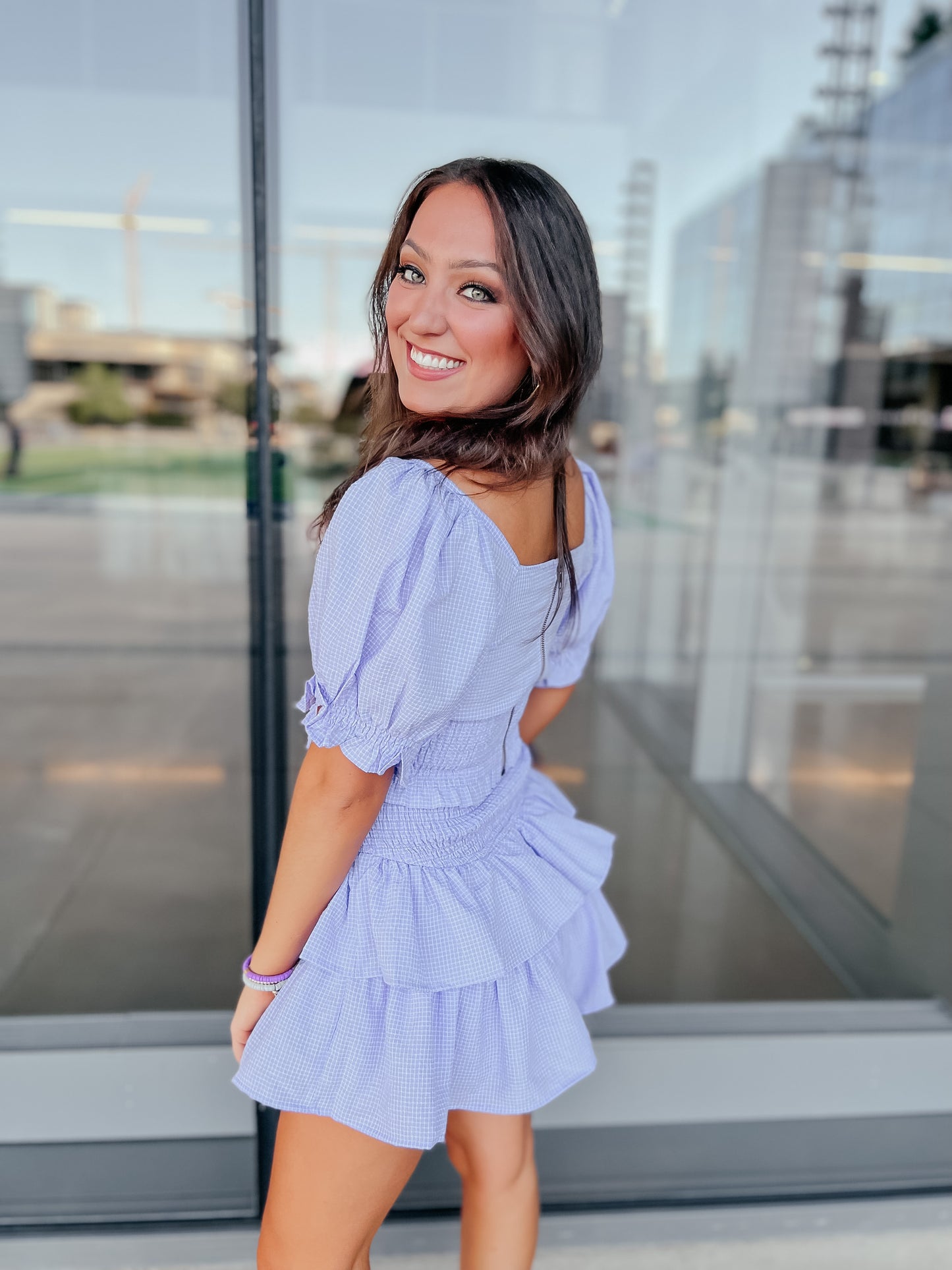 Bri Purple Smocked Crop Top