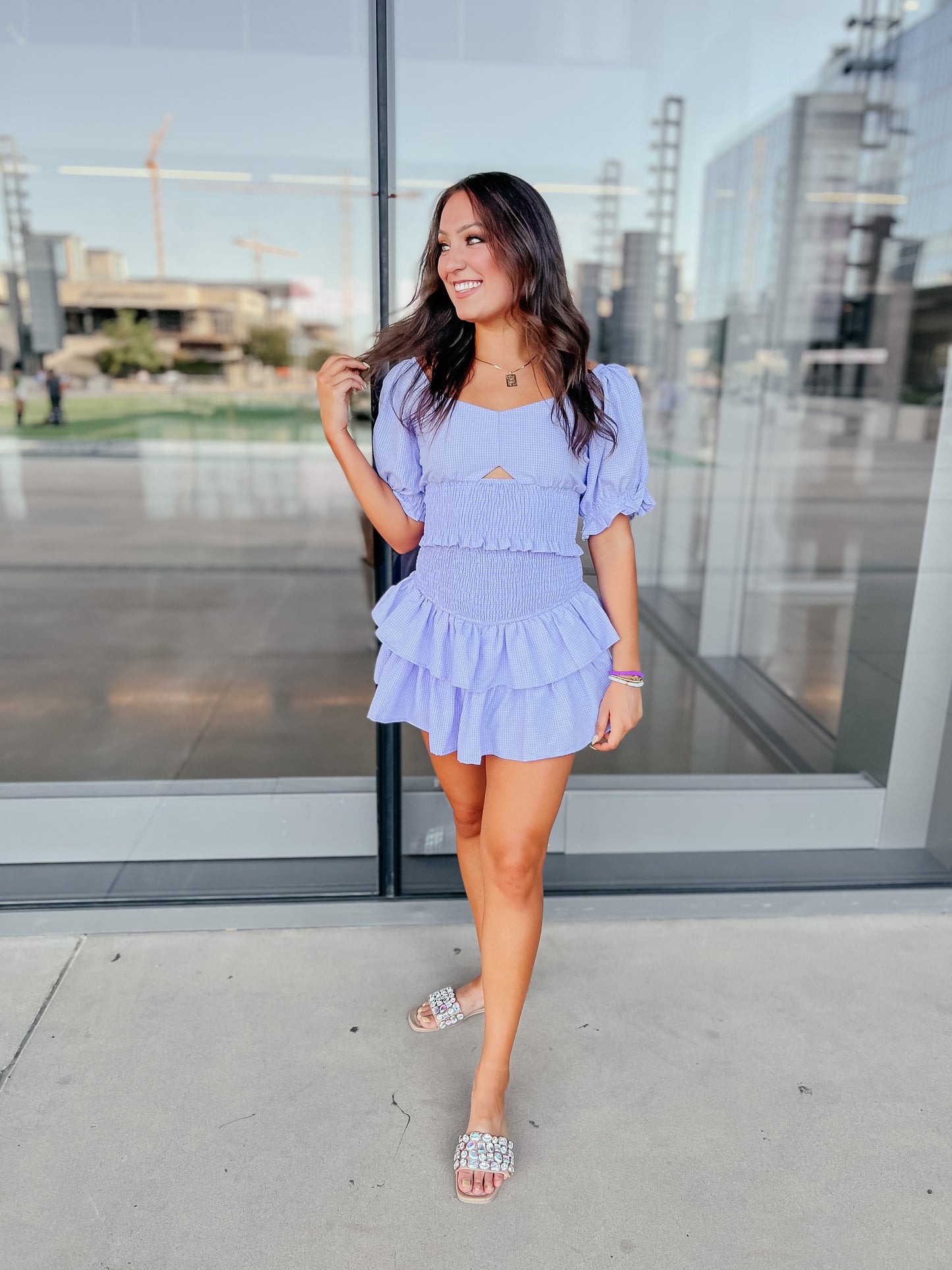 Bri Purple Smocked Crop Top