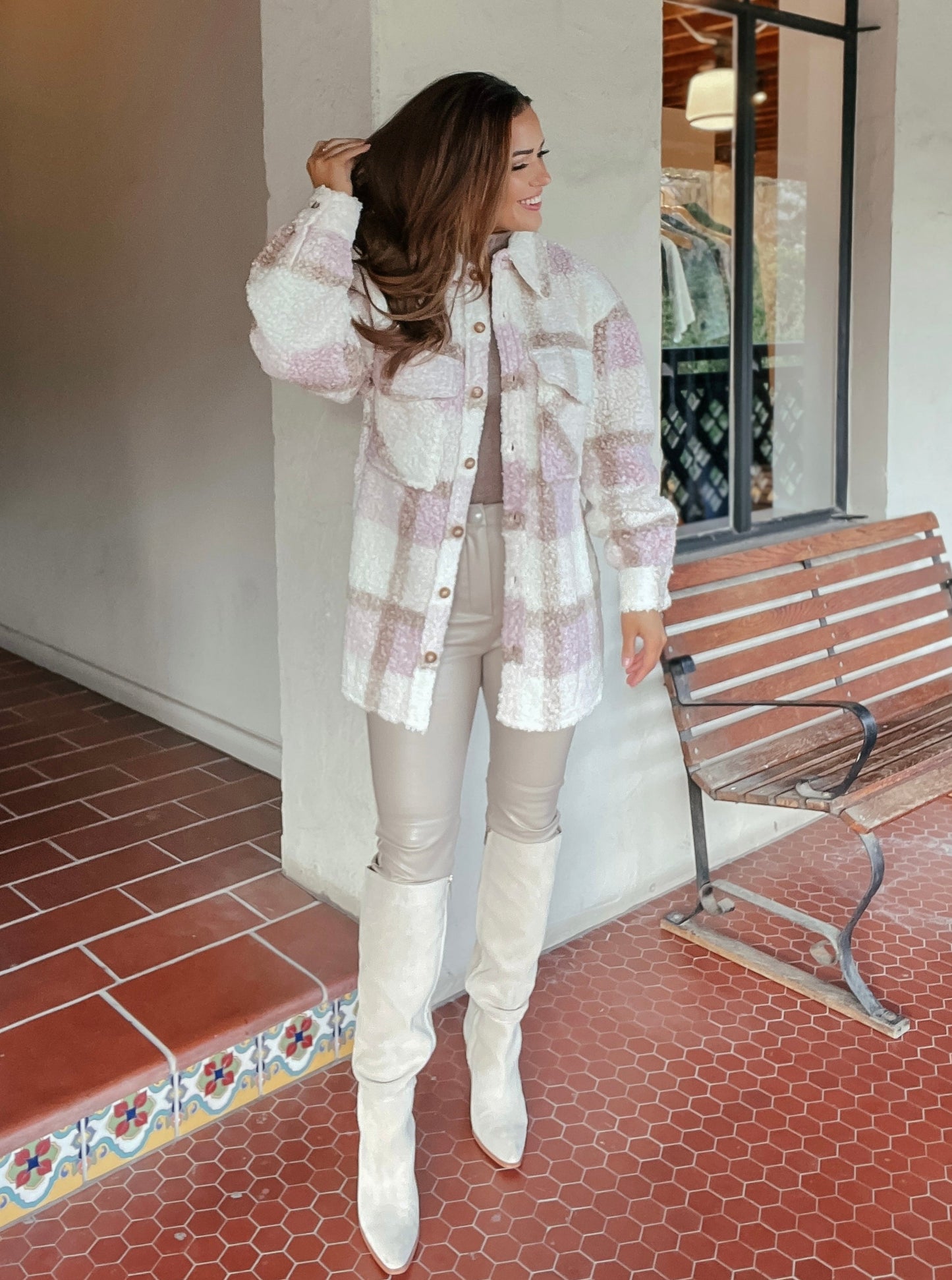 Teddy Pink Plaid Shacket