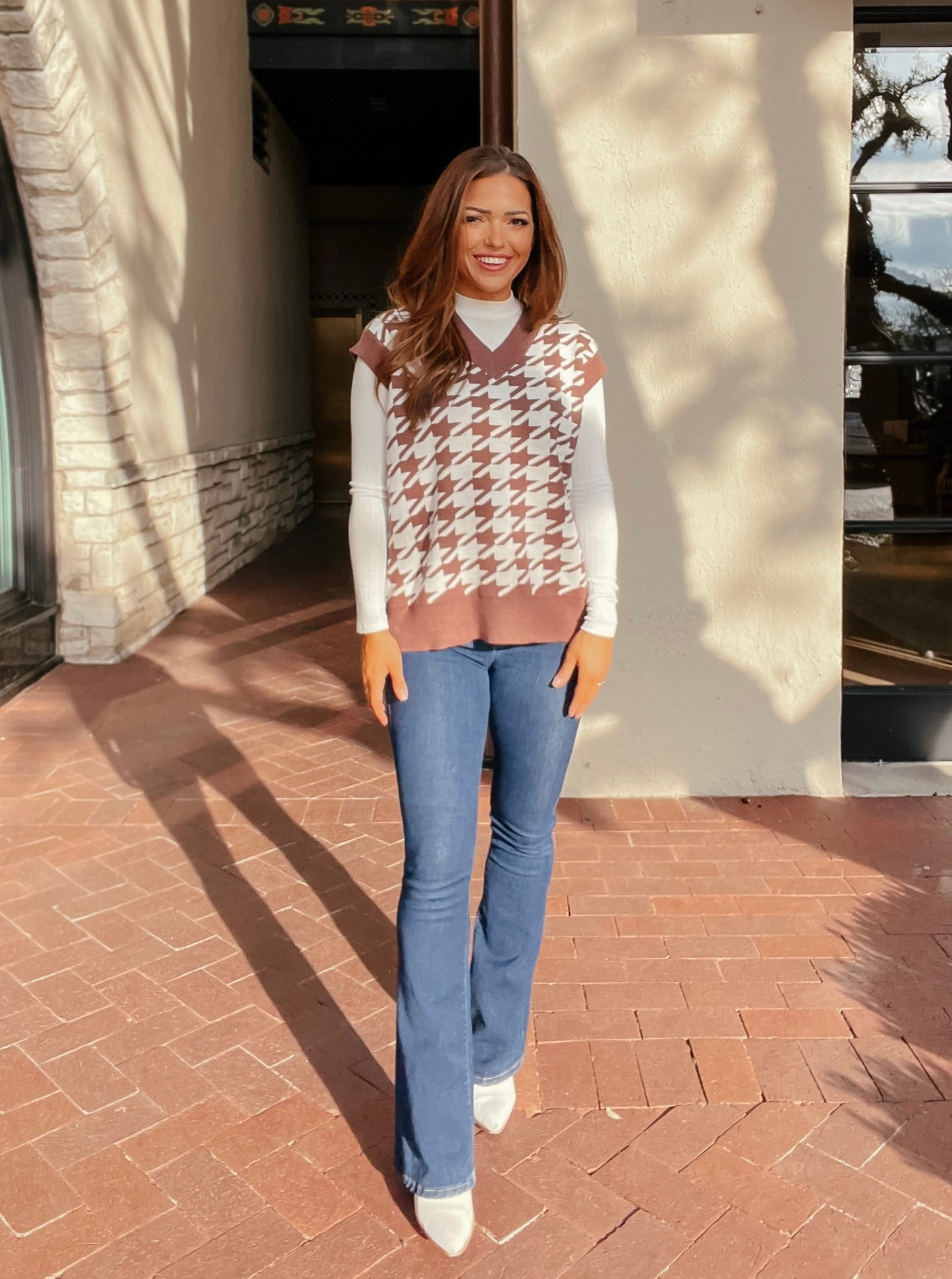Coffee in Houndstooth Sweater Vest