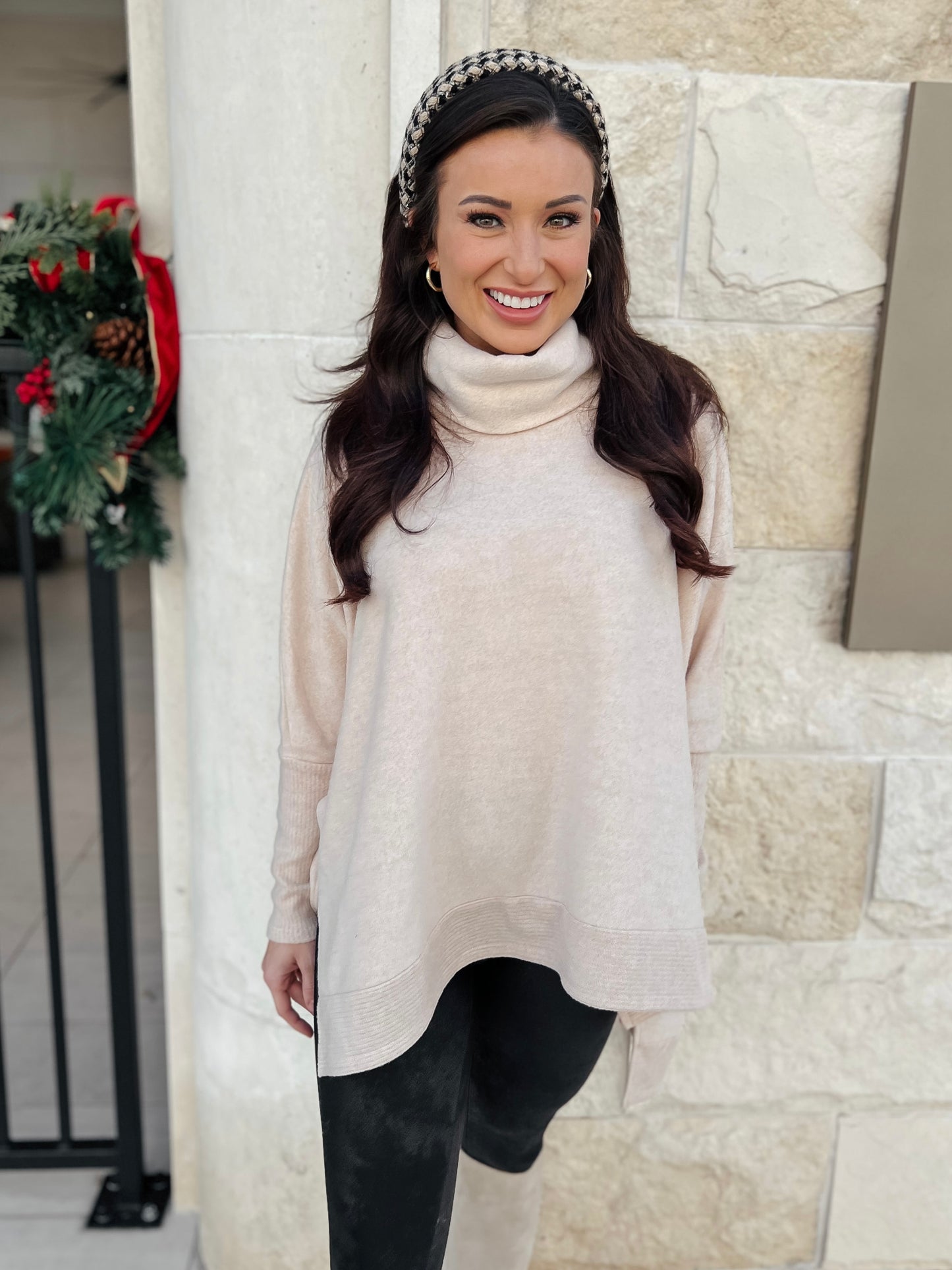 Rosie Cream Turtleneck Blanket Sweater