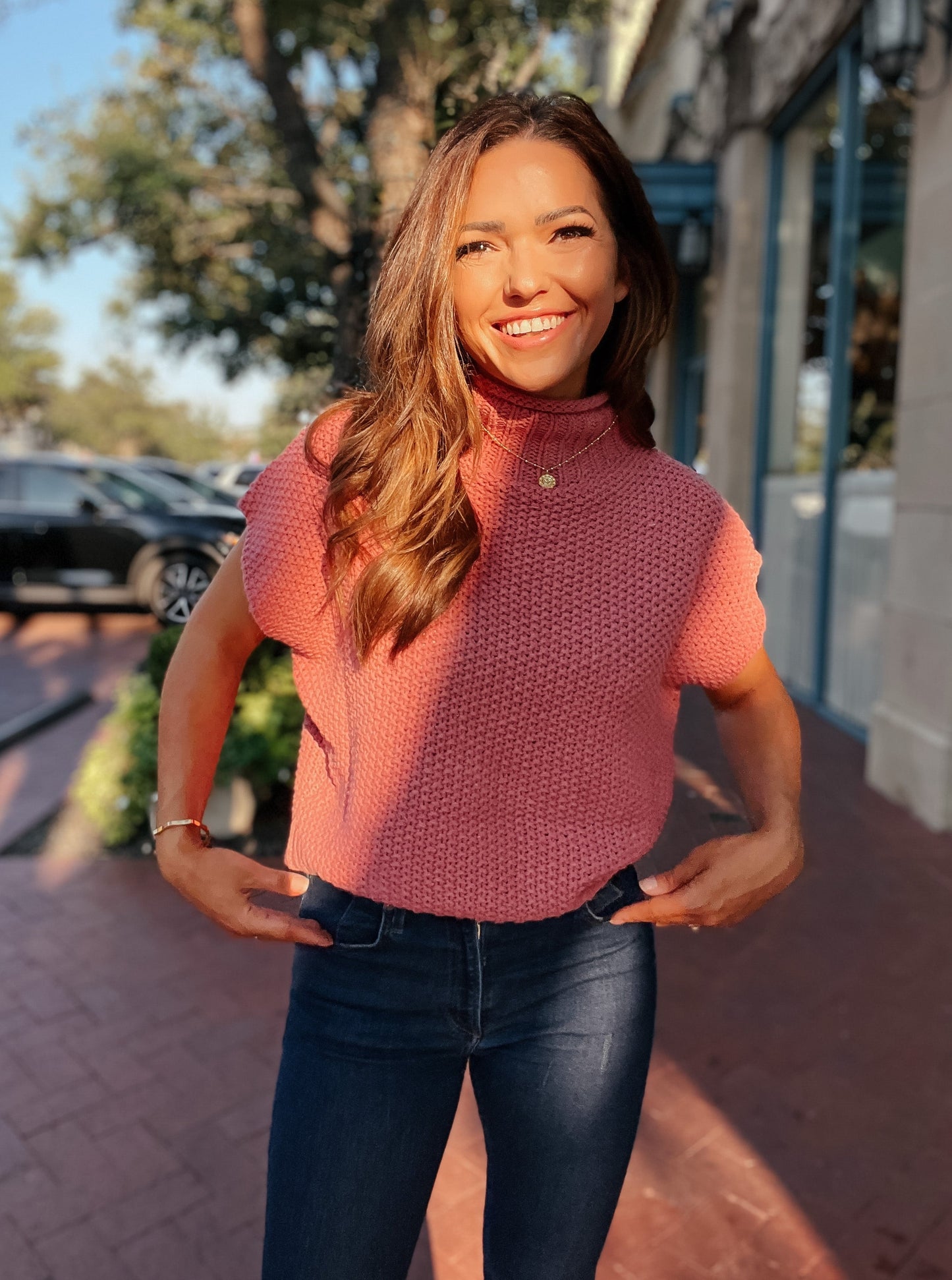 Blushing in Mauve Pink Sweater Vest