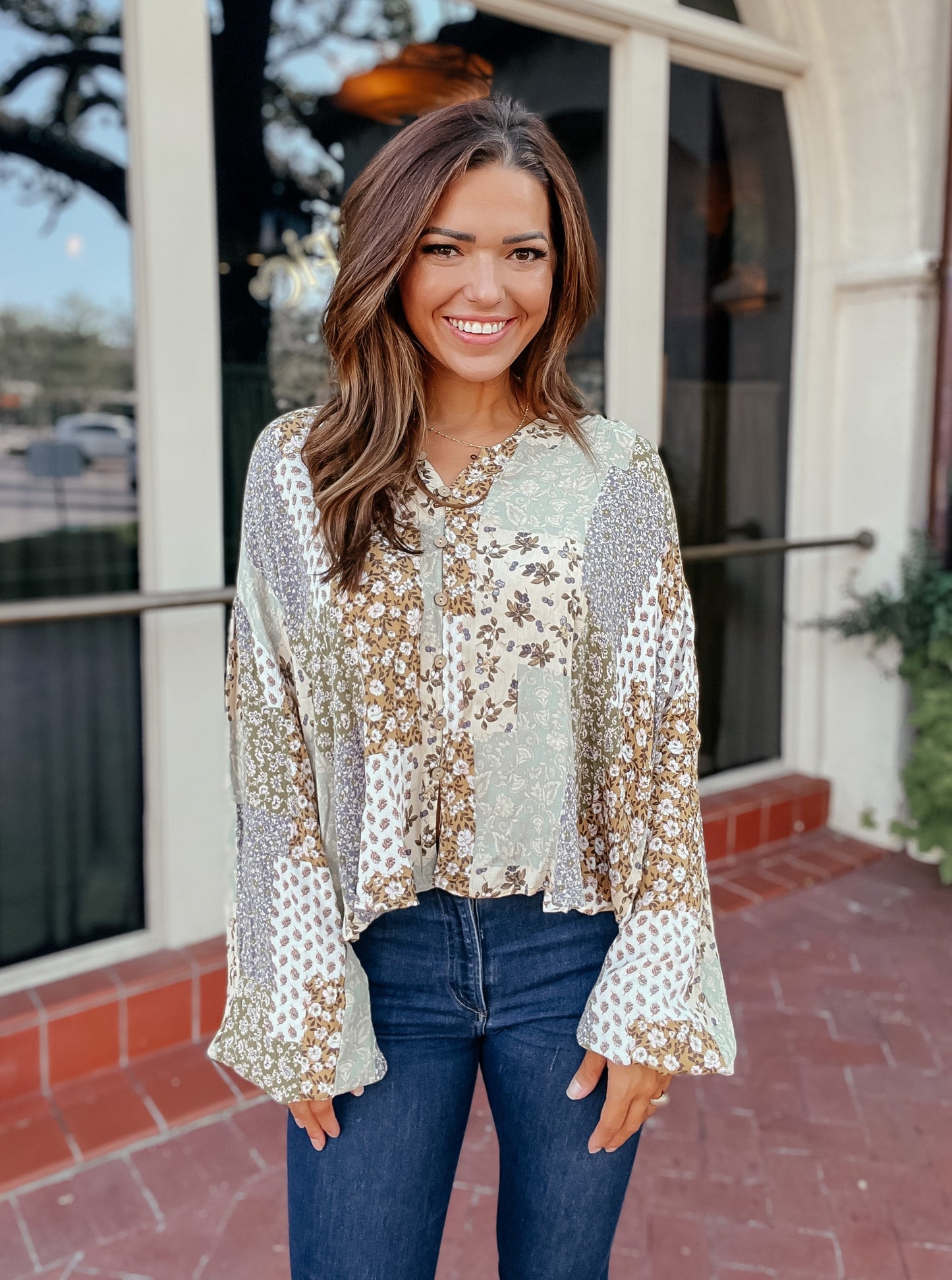 Patchworkin' Nine to Five Printed Top