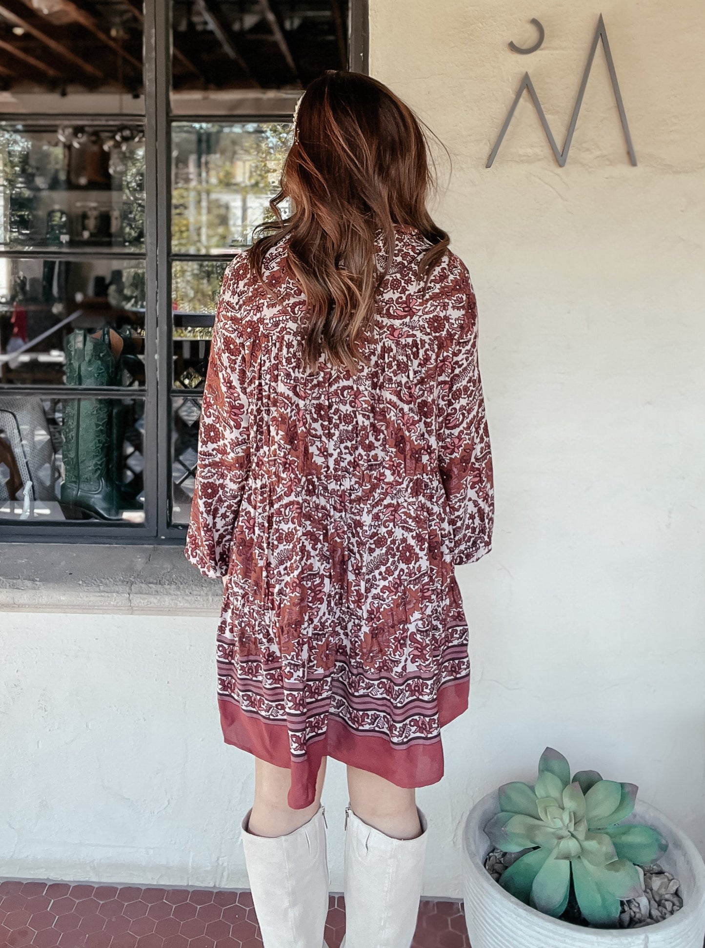 Fall Paisley Patterned Shirt Dress
