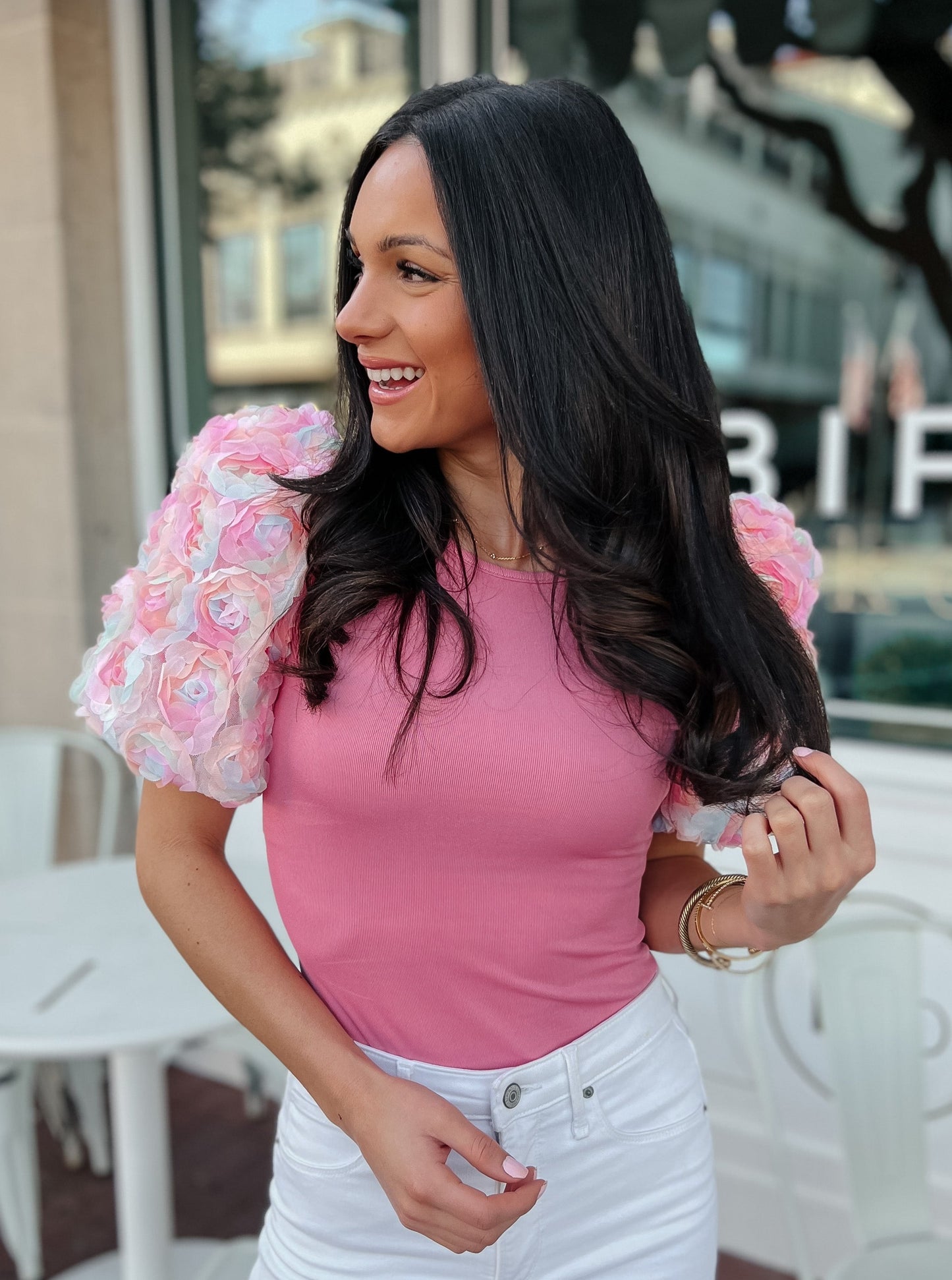 Rosy Puff Sleeve Bodysuit