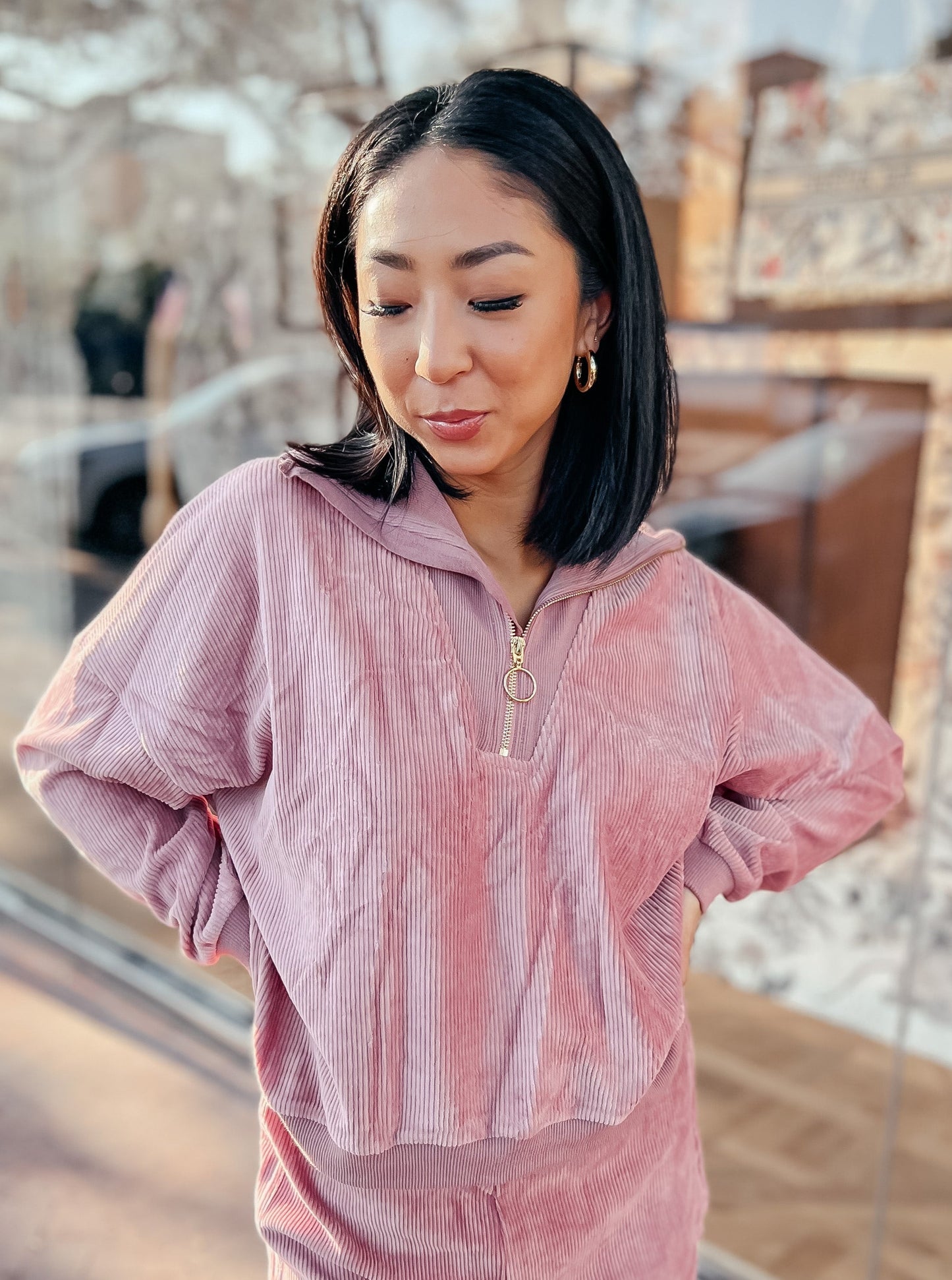 Tara Velour Track Pullover