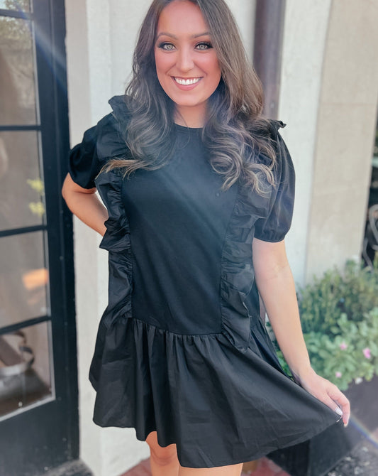 Hayley Black Ruffle Dress