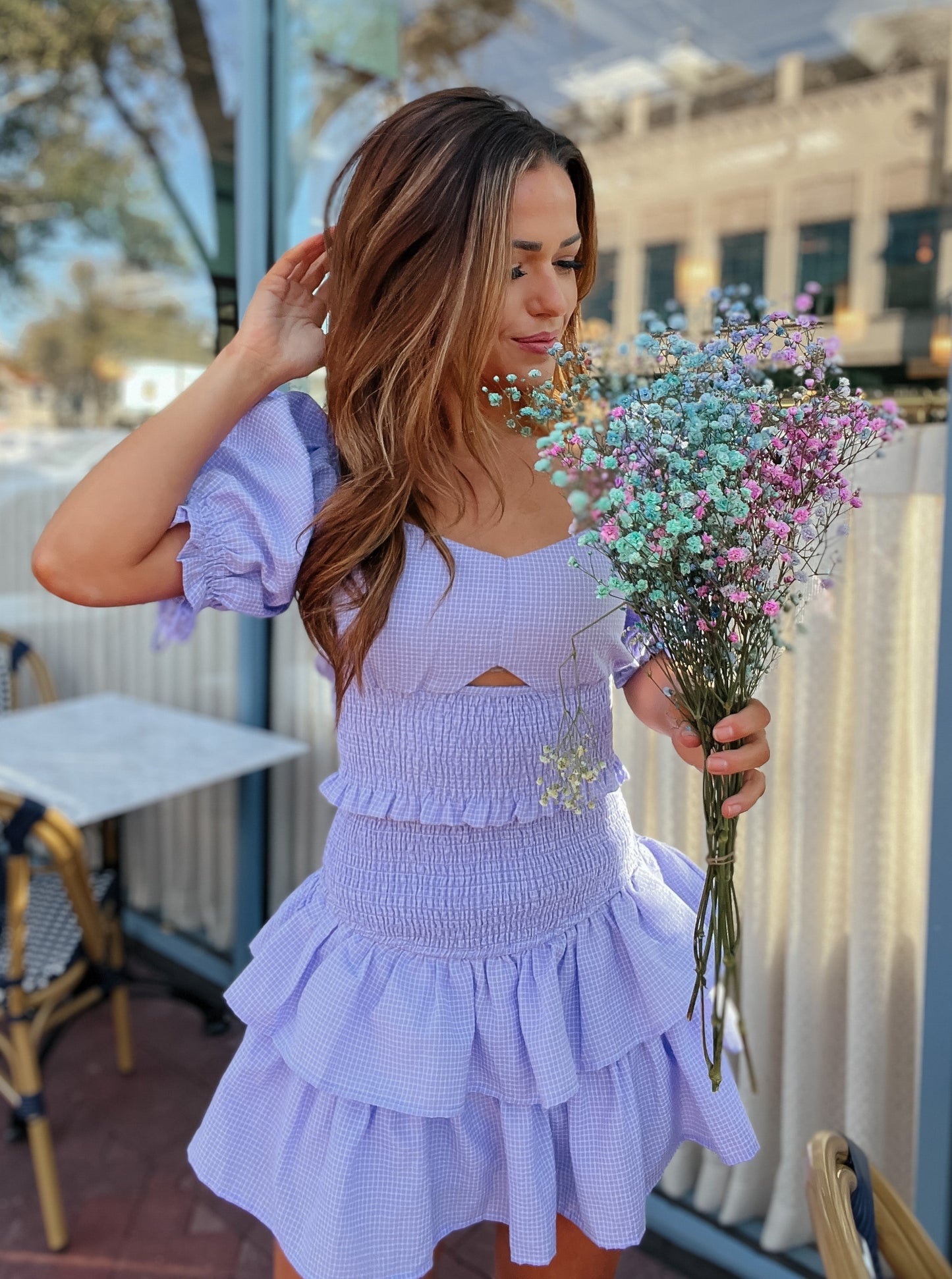 Bri Purple Smocked Crop Top