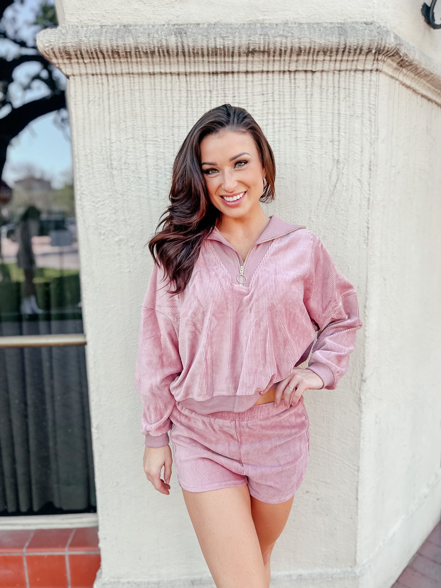Tara Velour Track Shorts