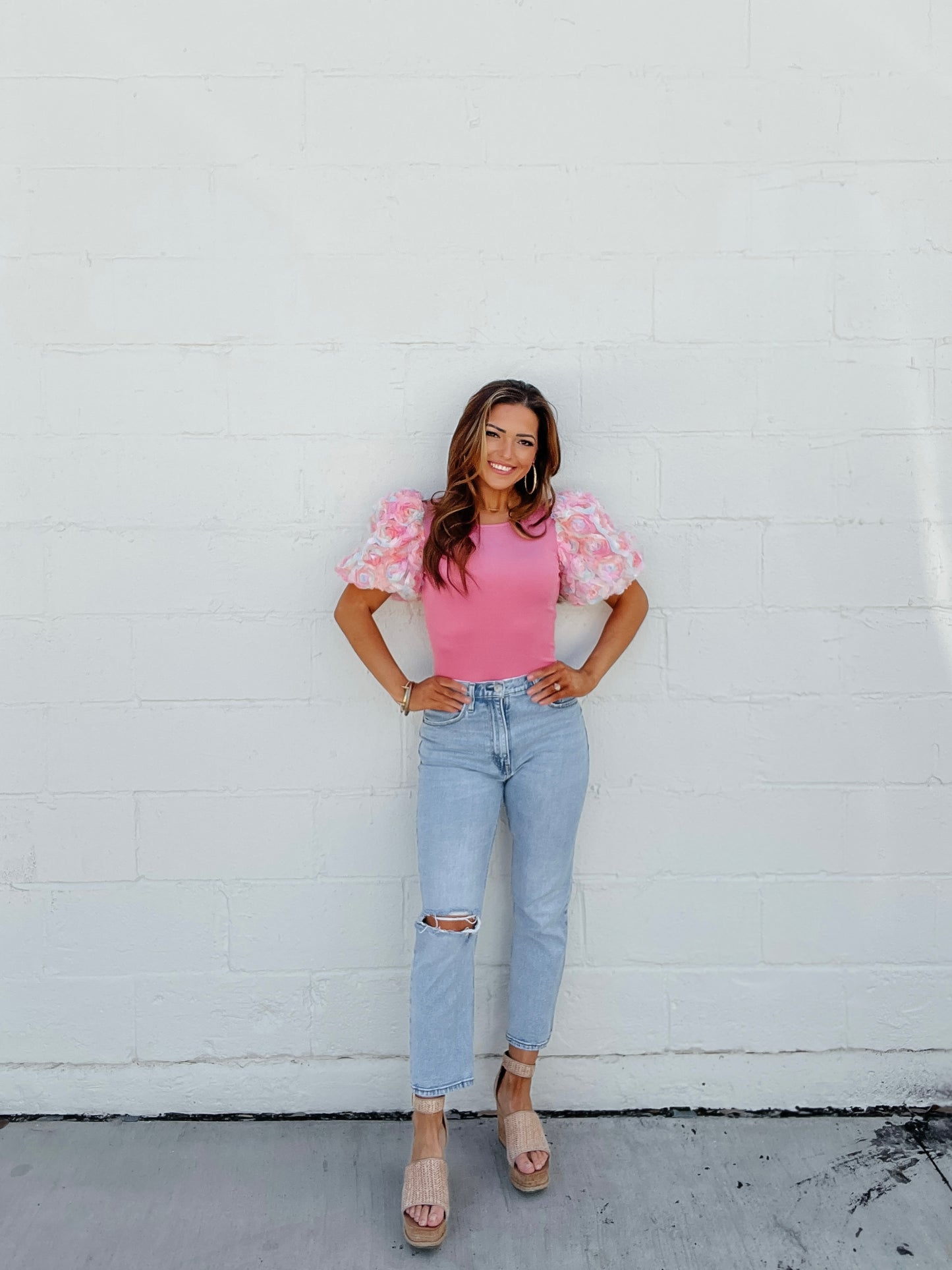 Rosy Puff Sleeve Bodysuit