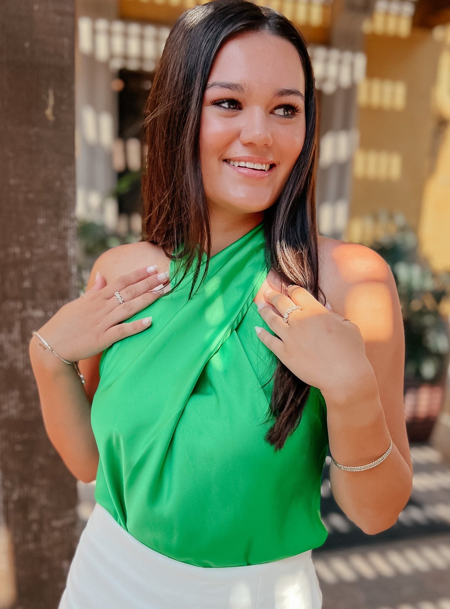 Emerson Green Cross Halter Top