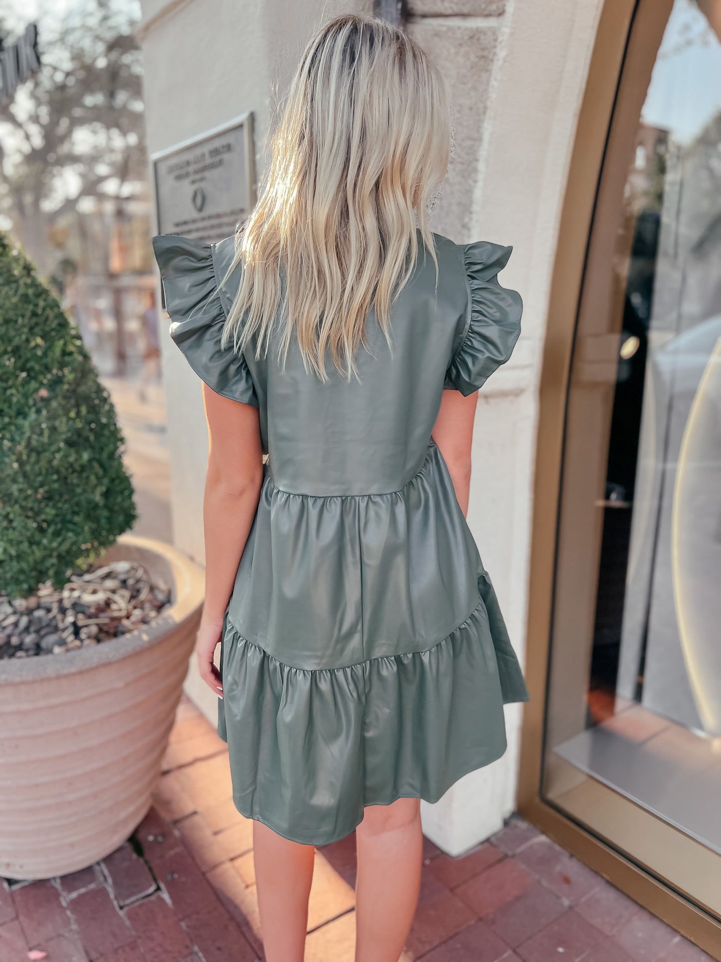 Allure Olive Leather Dress