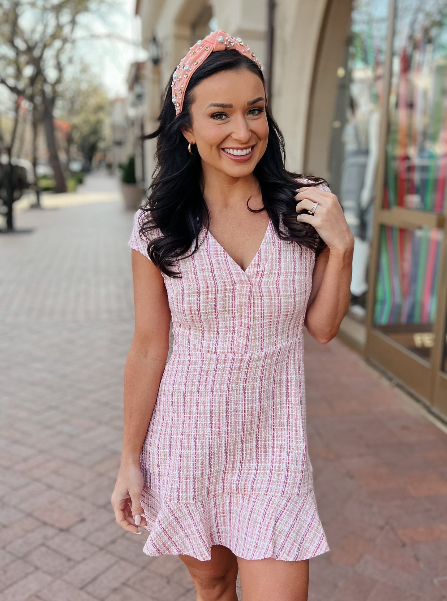 Blair Pink Tweed Dress