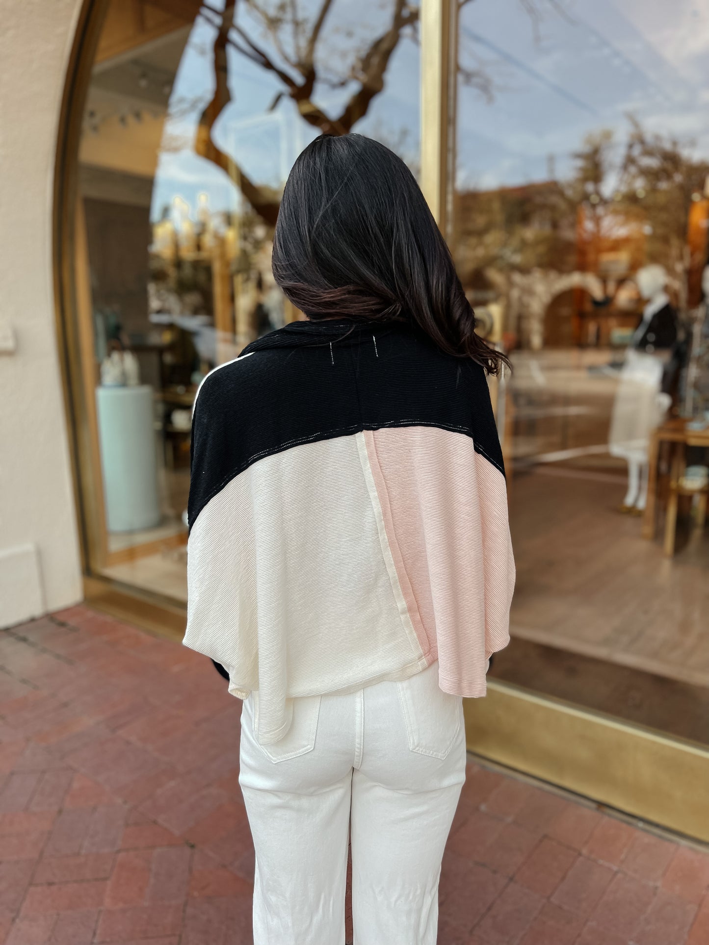 Allye Cropped Color Block Pullover