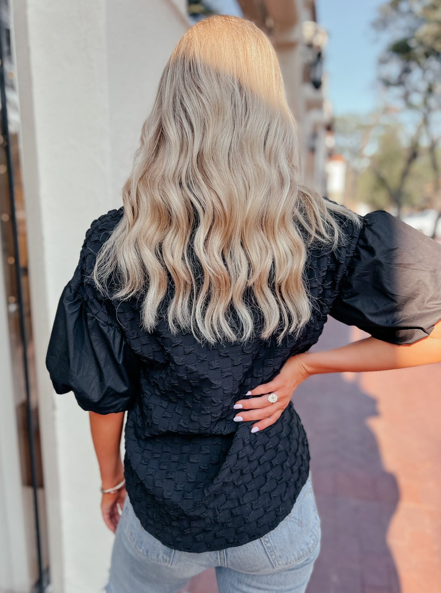 Emily Black Bubble Sleeve Top