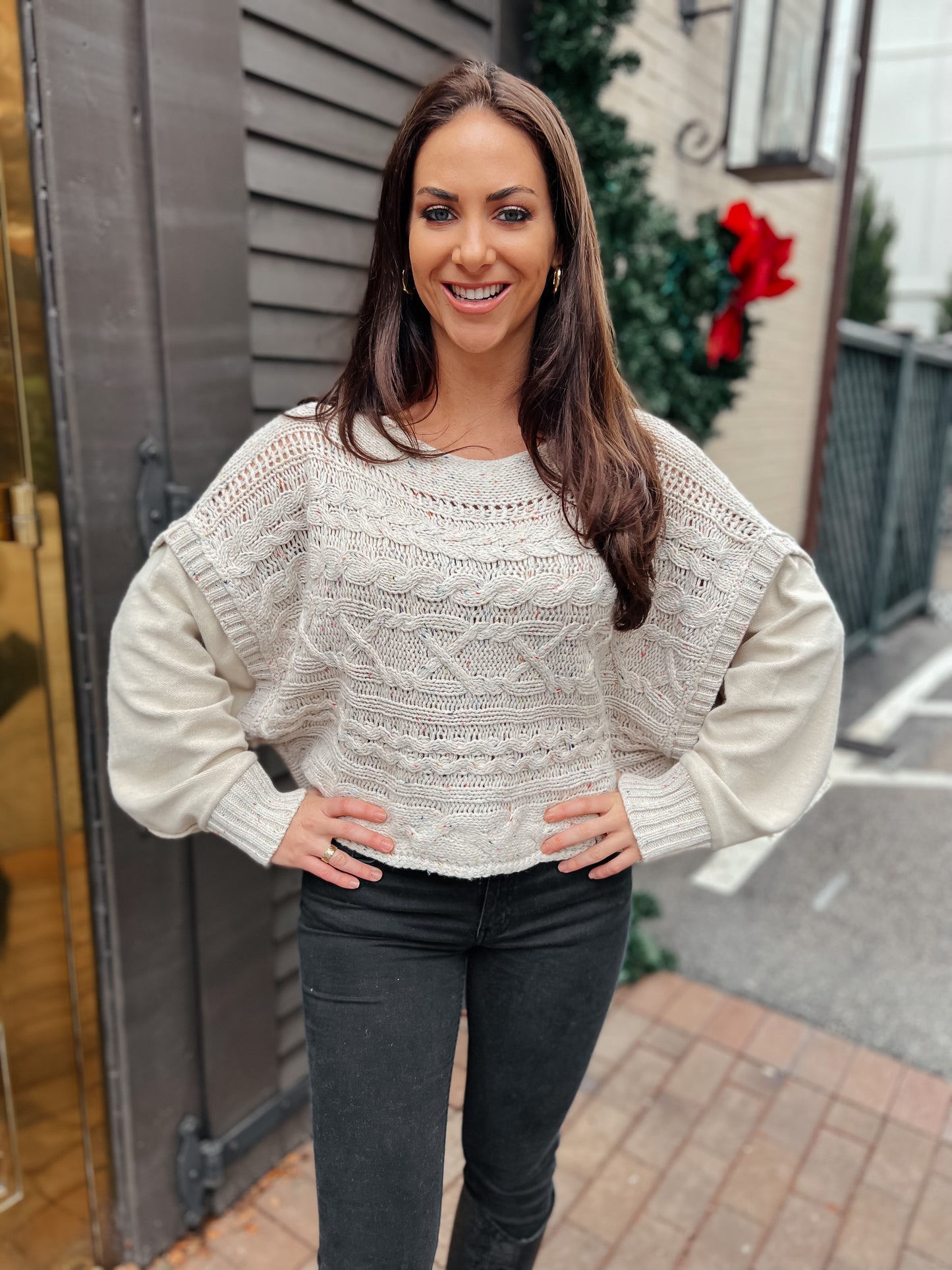 Multimedia Oversized Cable Knit Sweater