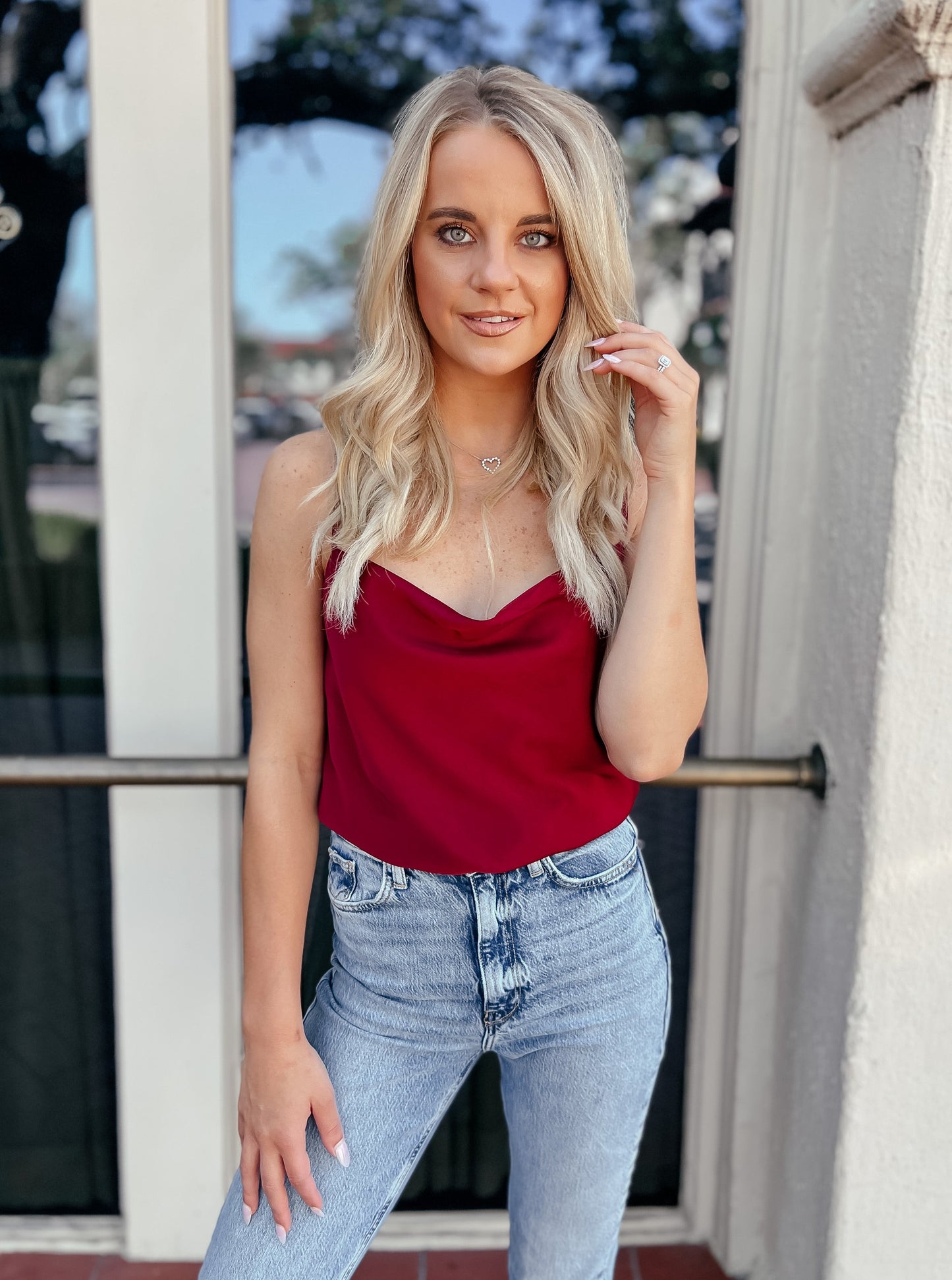 Burgundy Cowl Neck Bodysuit