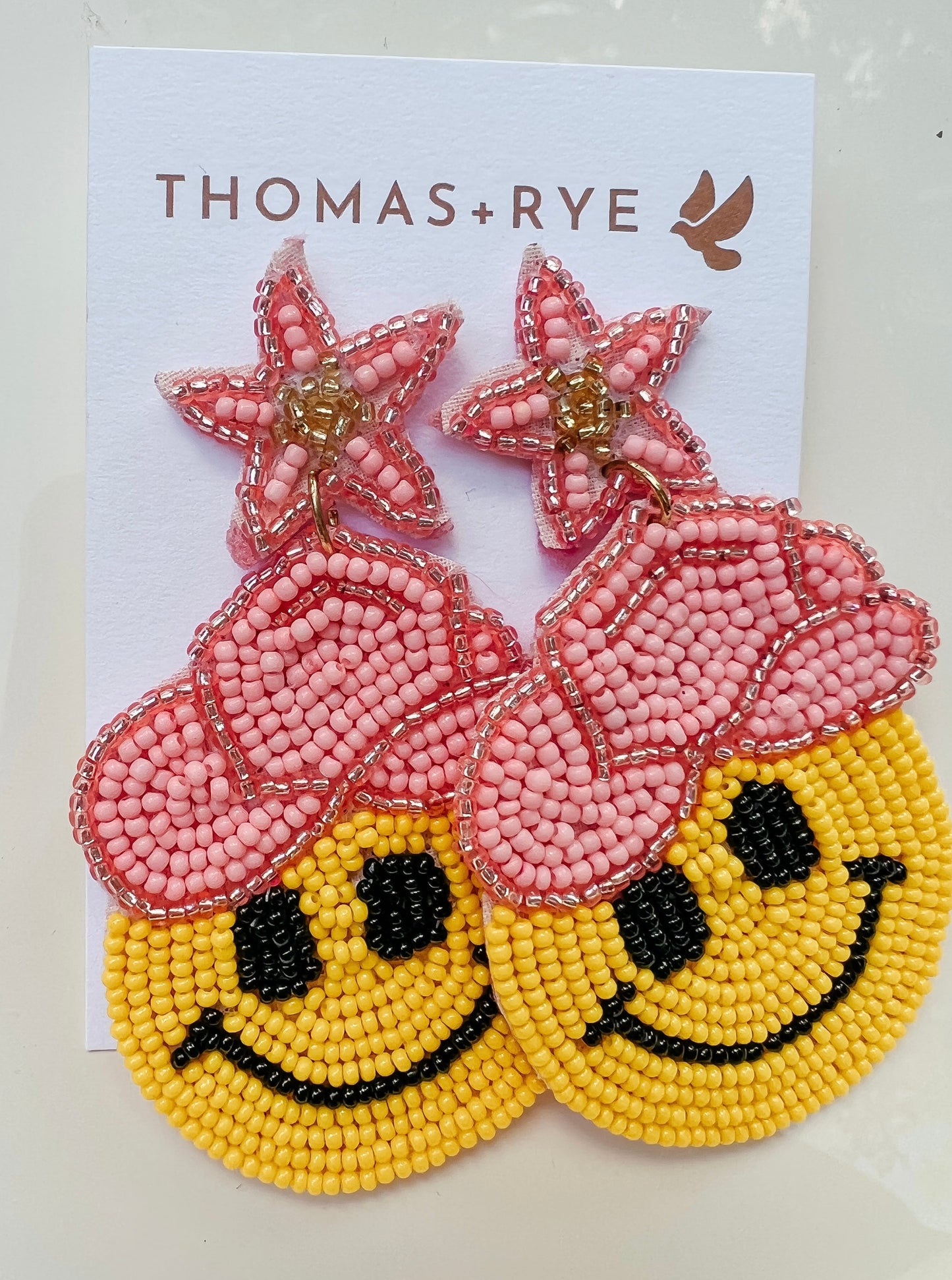 Pink Hat, Smiles Back Earrings