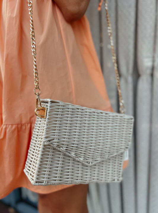 Ivory Straw Box Purse