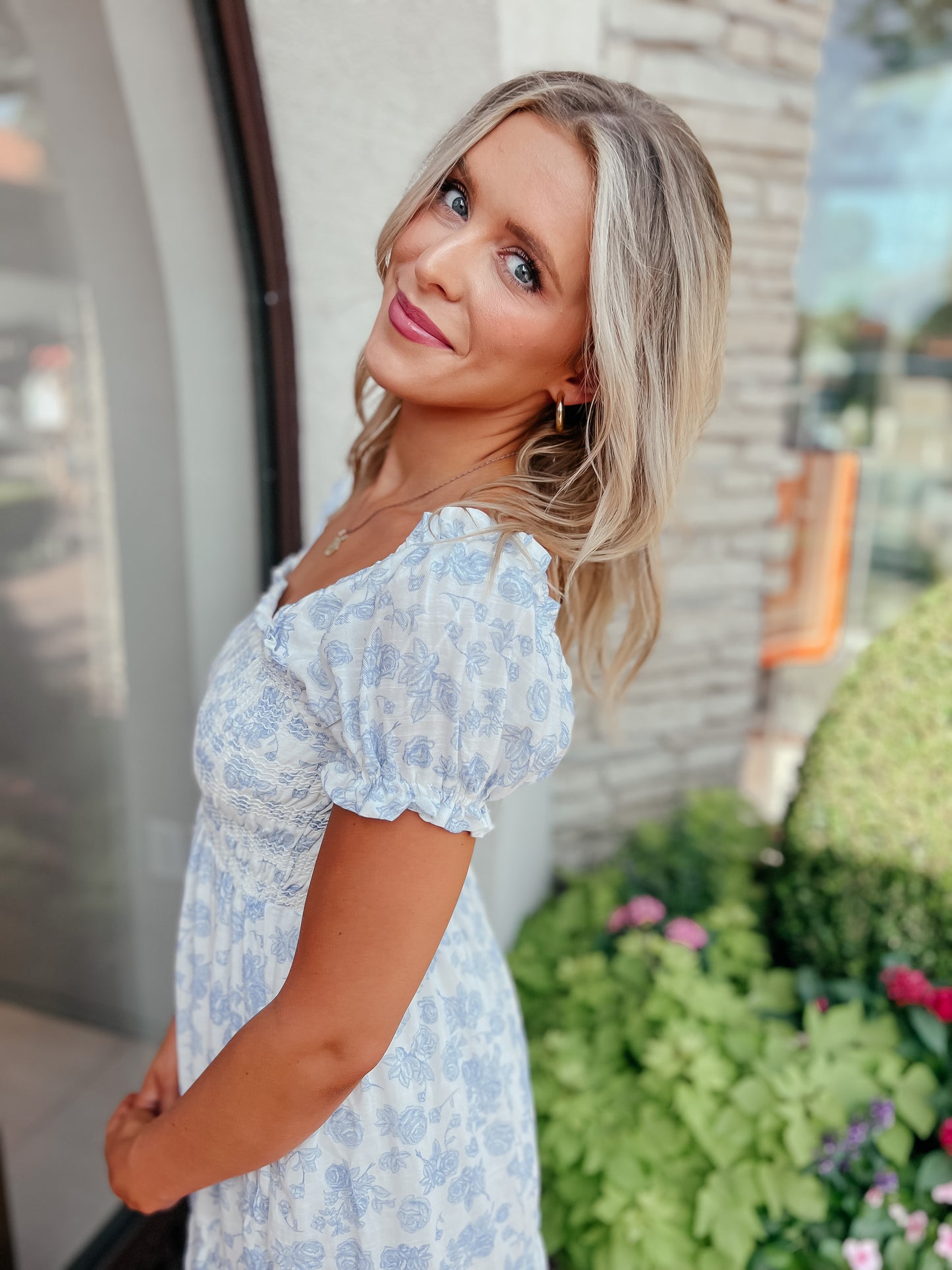 Heather Blue Floral Maxi Dress