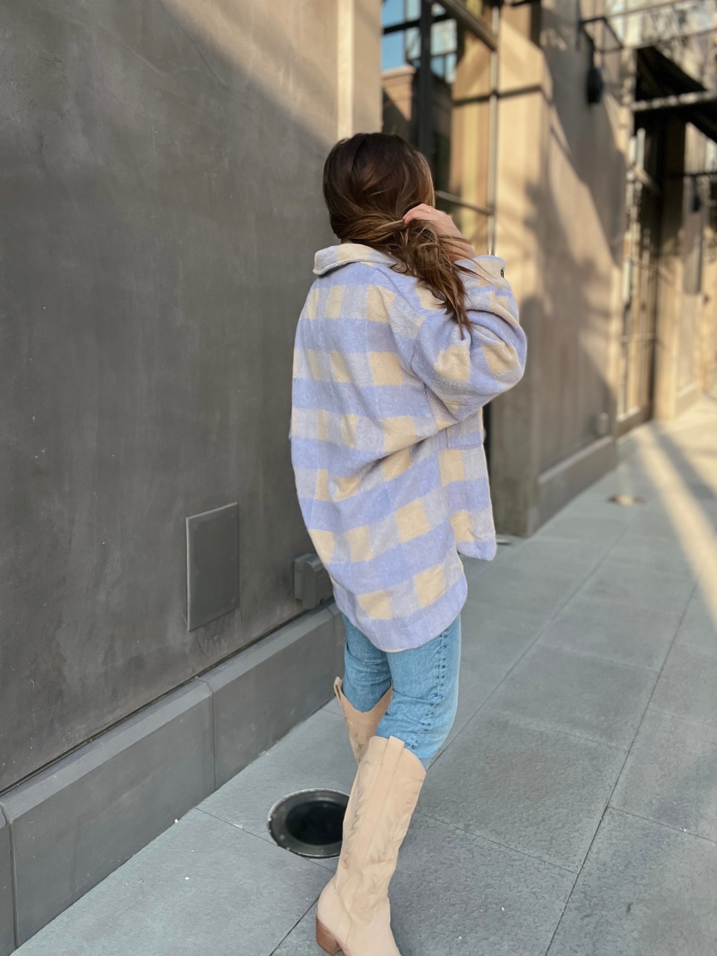 Laughter in Lavender Plaid Casual Shacket