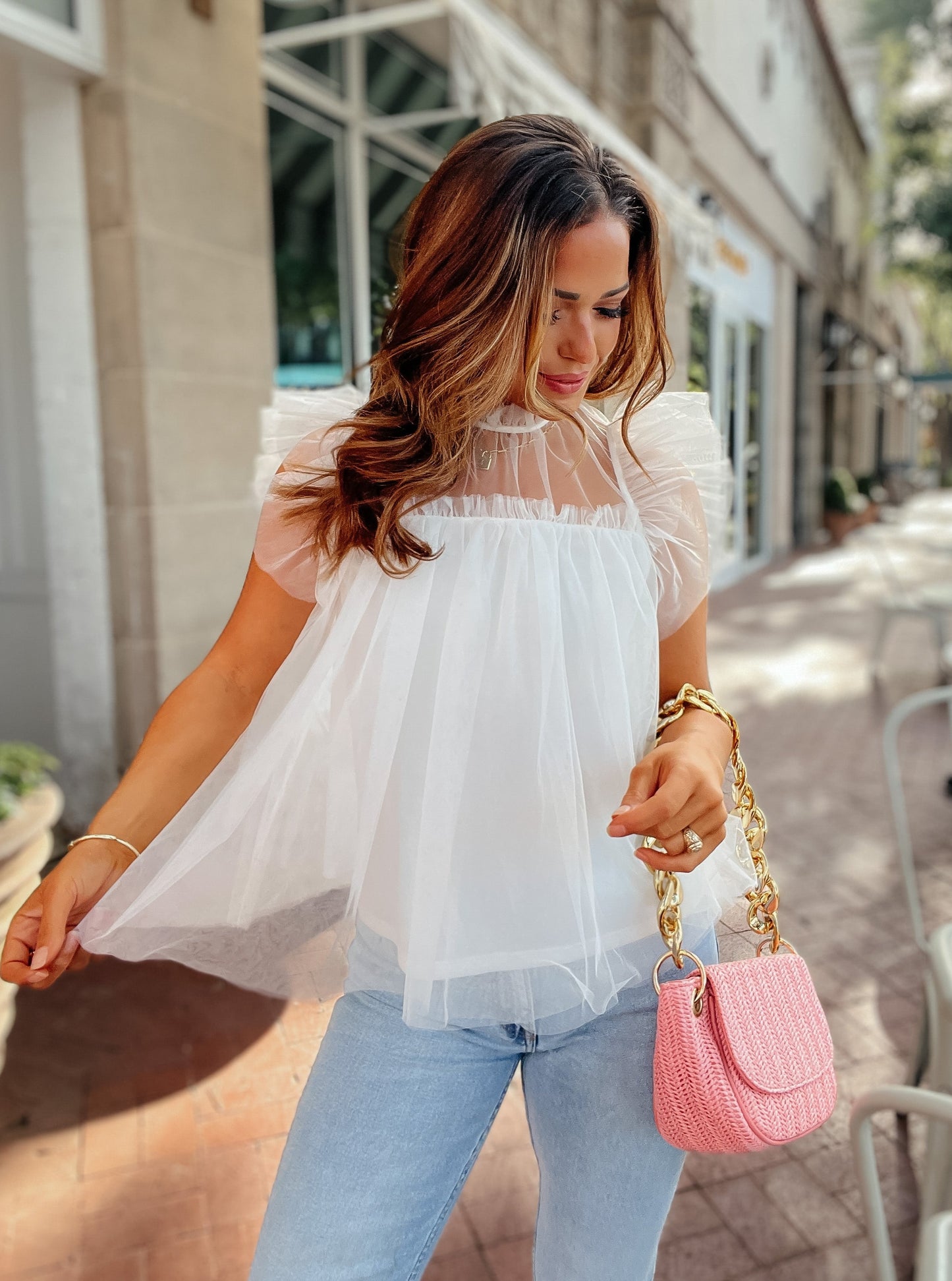 Raelynn White Tull Top