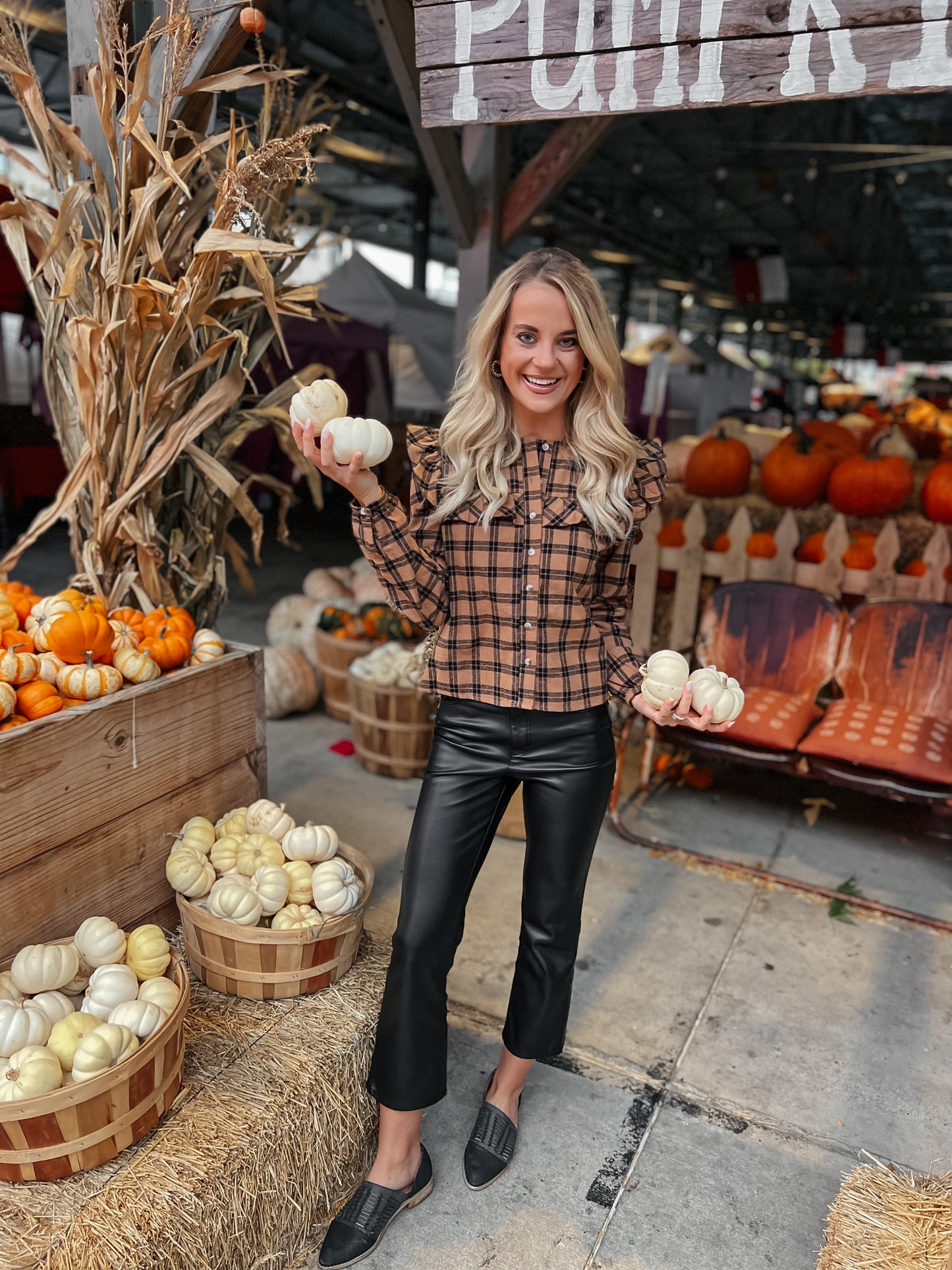 Fall Flannel Plaid Ruffle Top