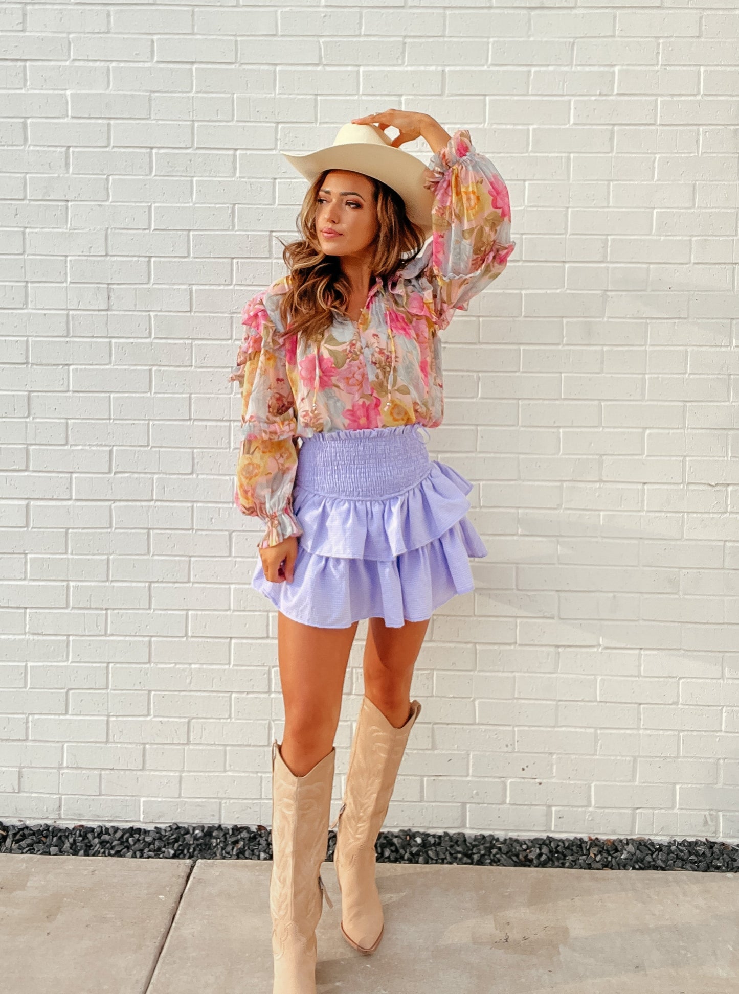 Floral with a Pop of Ruffle Blouse
