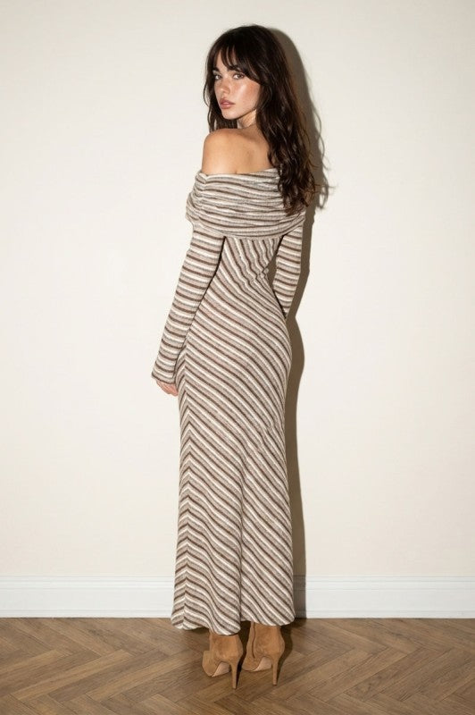 Heidi Striped Foldover Maxi Dress