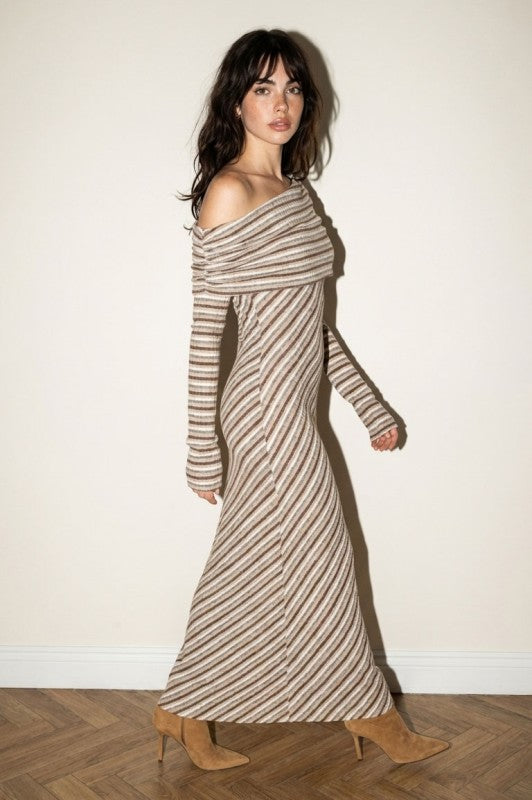 Heidi Striped Foldover Maxi Dress
