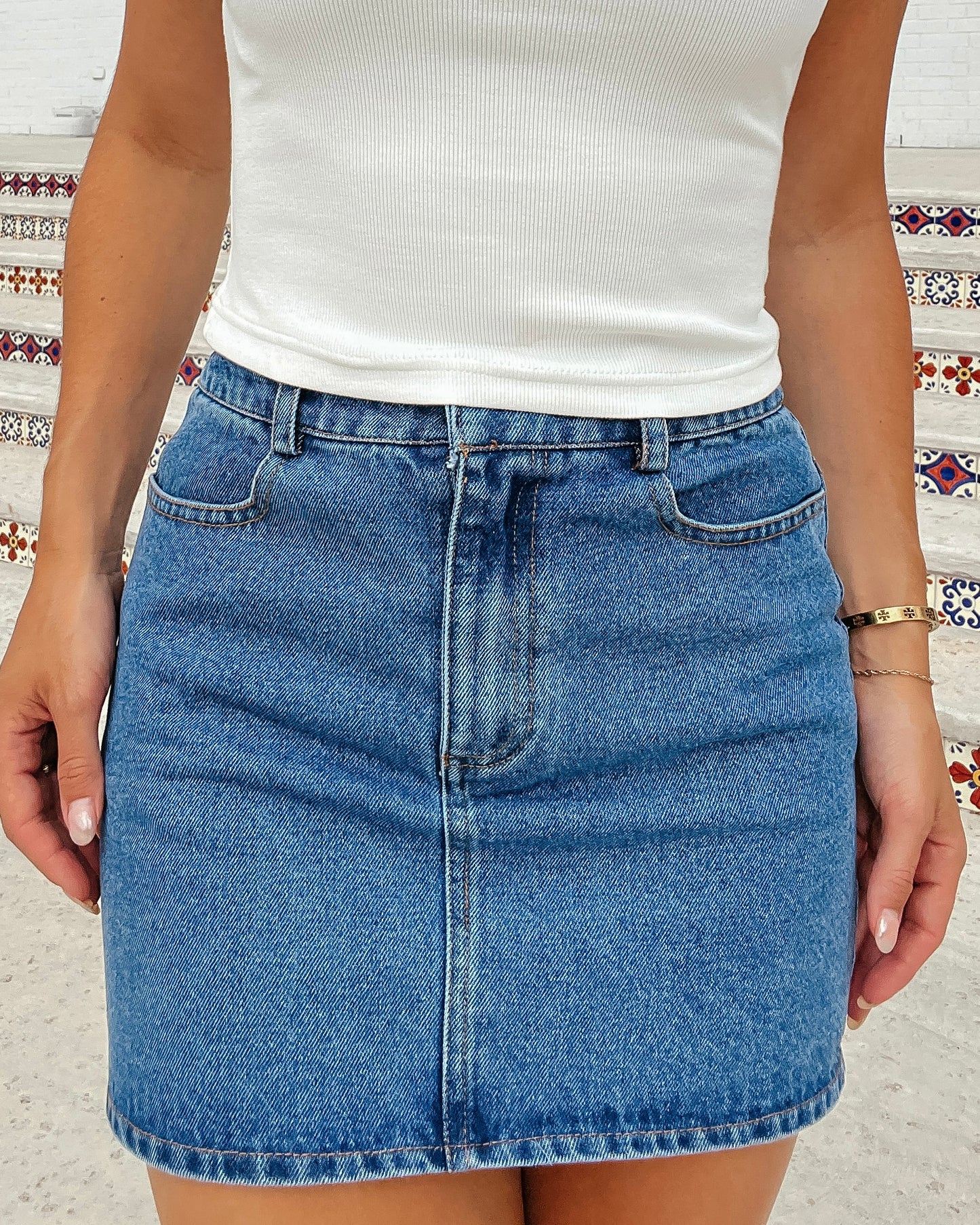 Lauren High-Waisted Denim Mini Skirt