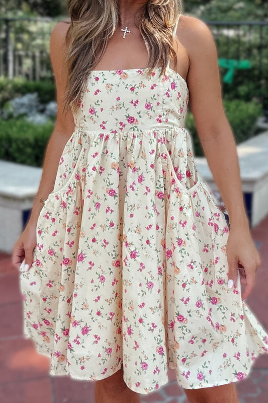 Lucy Butter Yellow Floral Mini Dress