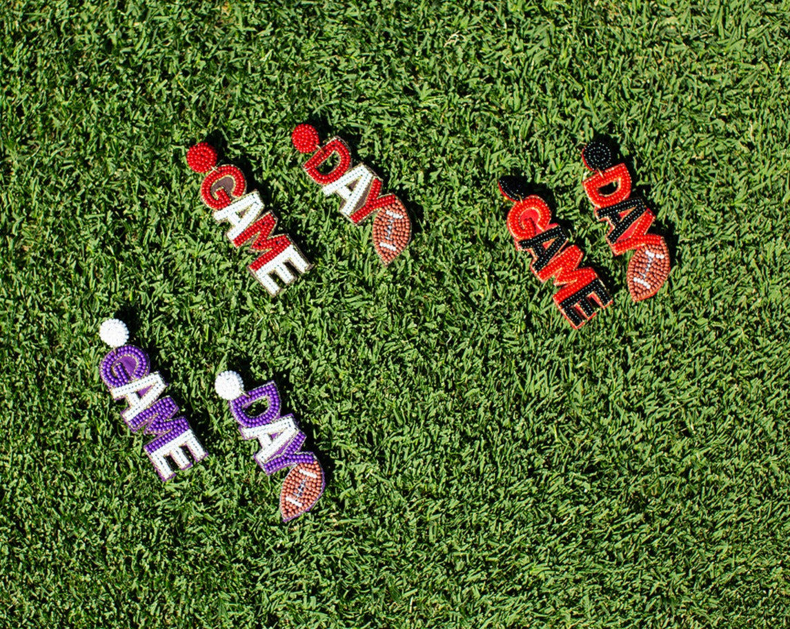 Football Gameday Earrings | Purple & White