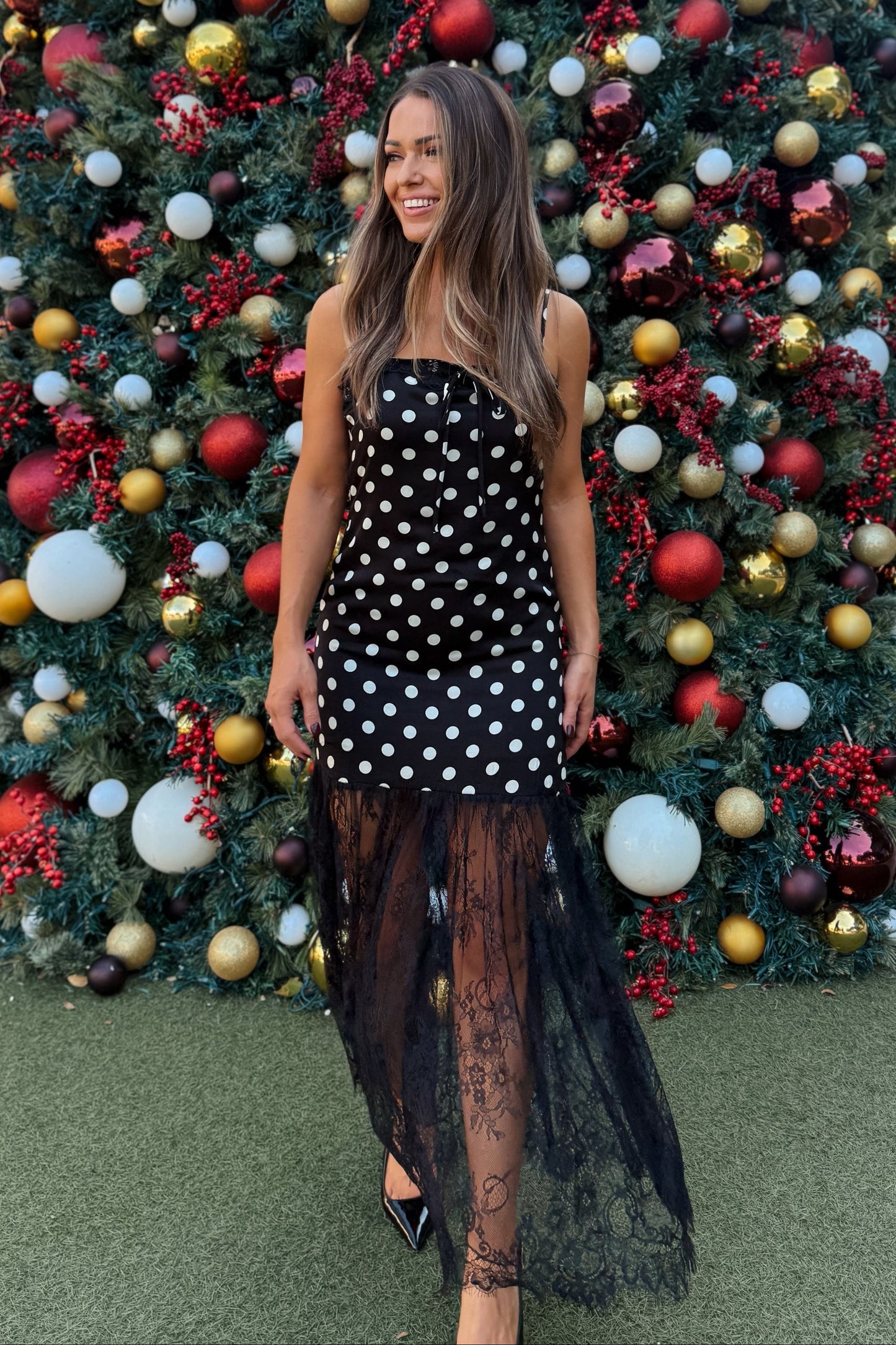 Mistletoe Polkadot Maxi Dress