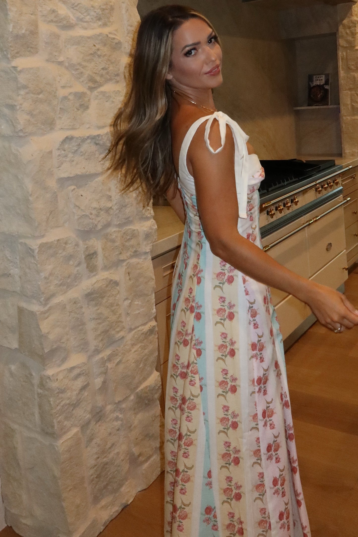 Caroline Floral Striped Maxi Dress