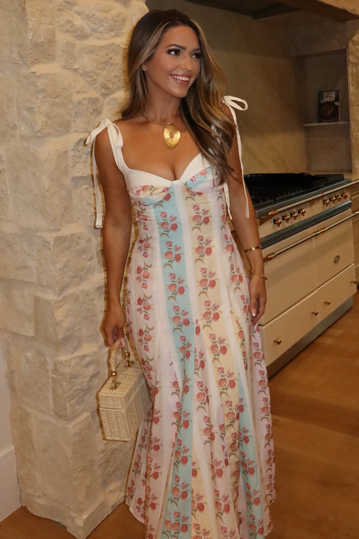 Caroline Floral Striped Maxi Dress