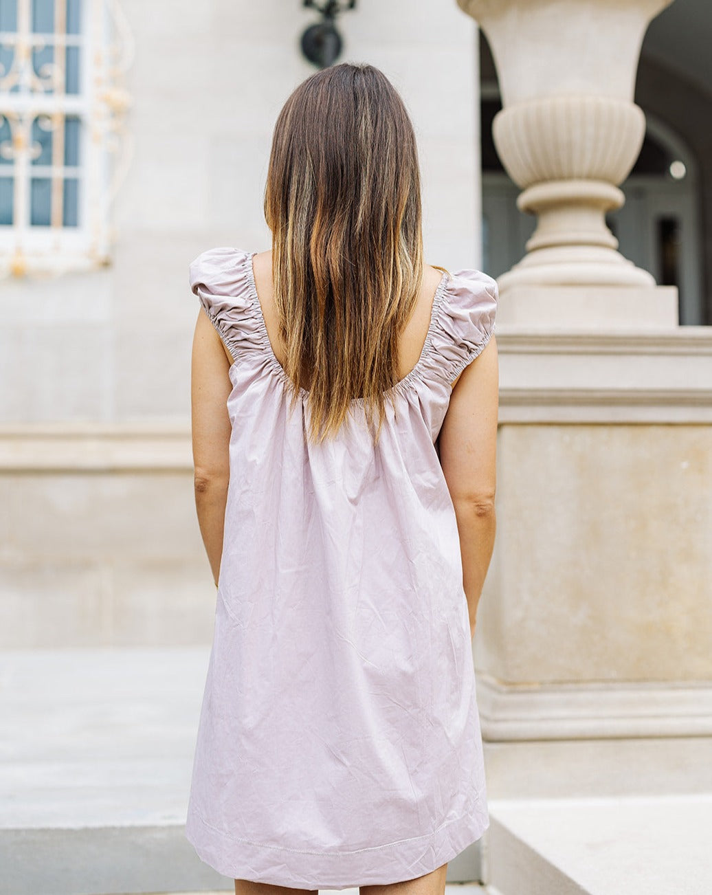 Ramsey Purple Mauve Floral Embroidered Cap Sleeve Dress