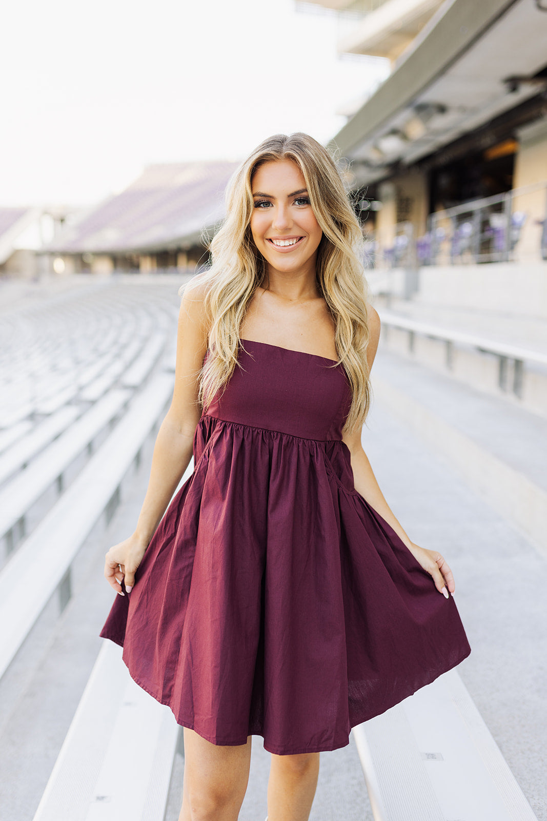 burgundy babydoll dress Libby Satin Babydoll Dress