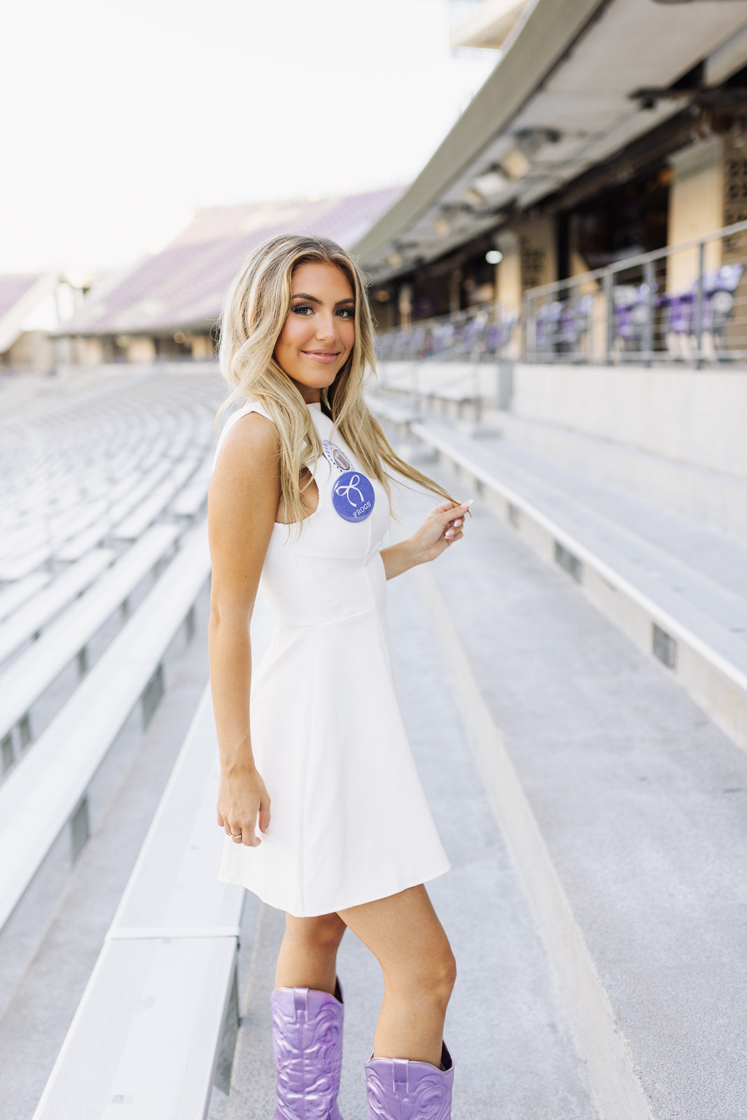 Gameday White A-Line Boatneck Dress