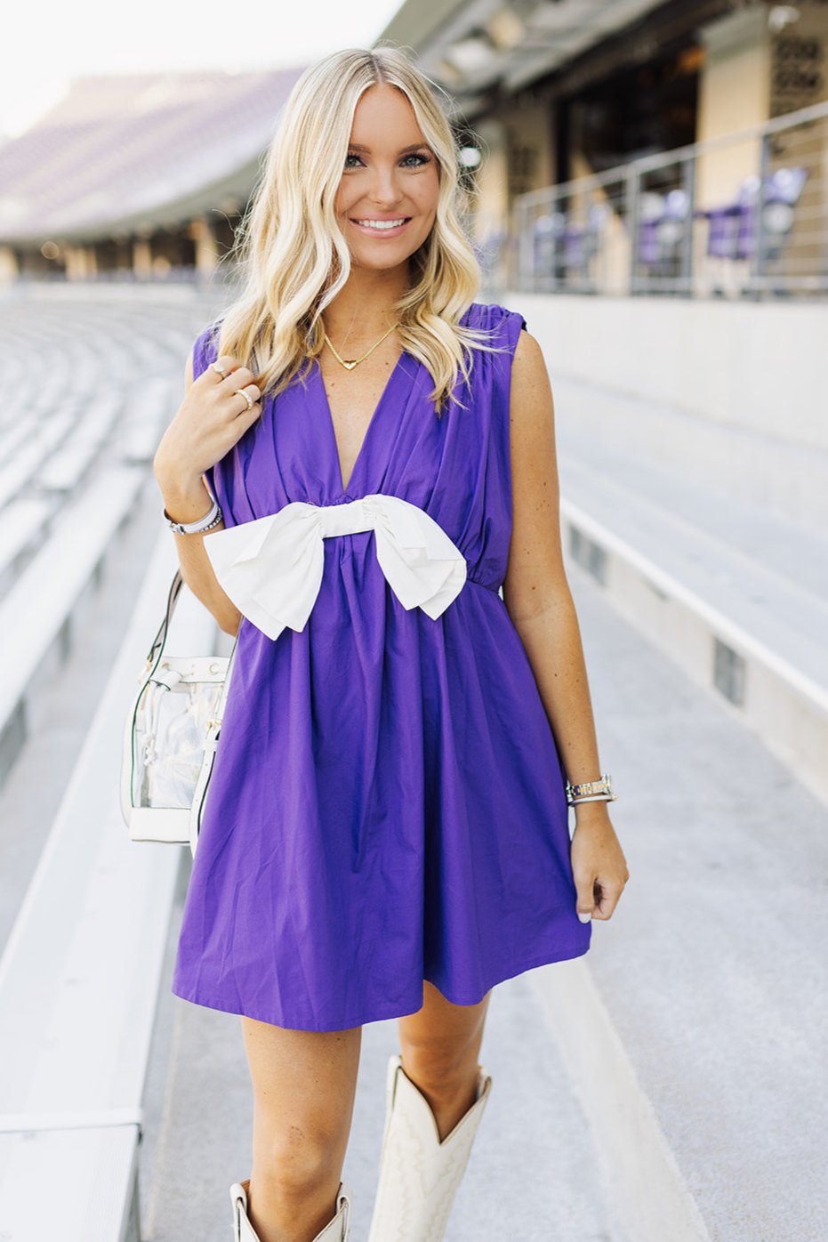 Purple and White Bow Dress